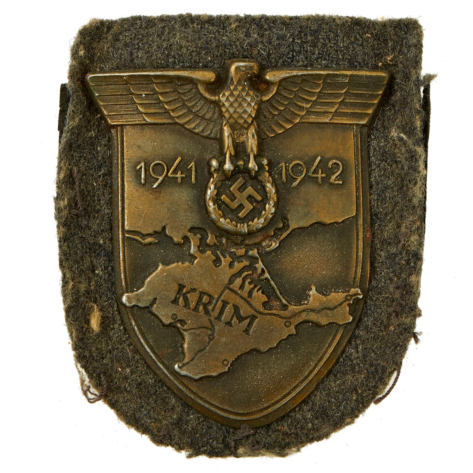 Buy Original German WWII Uniform Cut Off Luftwaffe Crimea Krim Shield Decoration - Krimschild | Original Firearms Antique For Sale