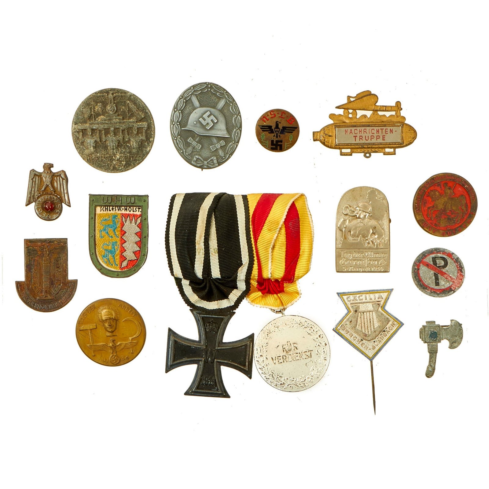 Buy Original German WWII USGI Bring Back Award, Tinnie, and Insignia Grouping - 14 Items | Original Firearms Antique For Sale