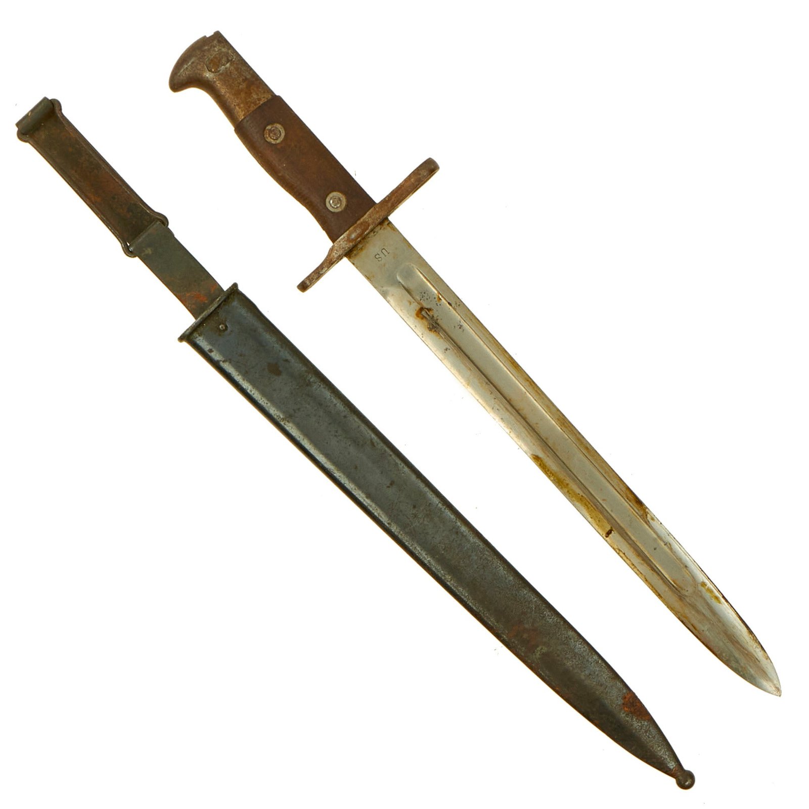 Buy Original U.S. Spanish - American War Model 1892 Krag Rifle Bayonet and 2nd Pattern Scabbard - Dated 1894 | Original Firearms Antique For Sale