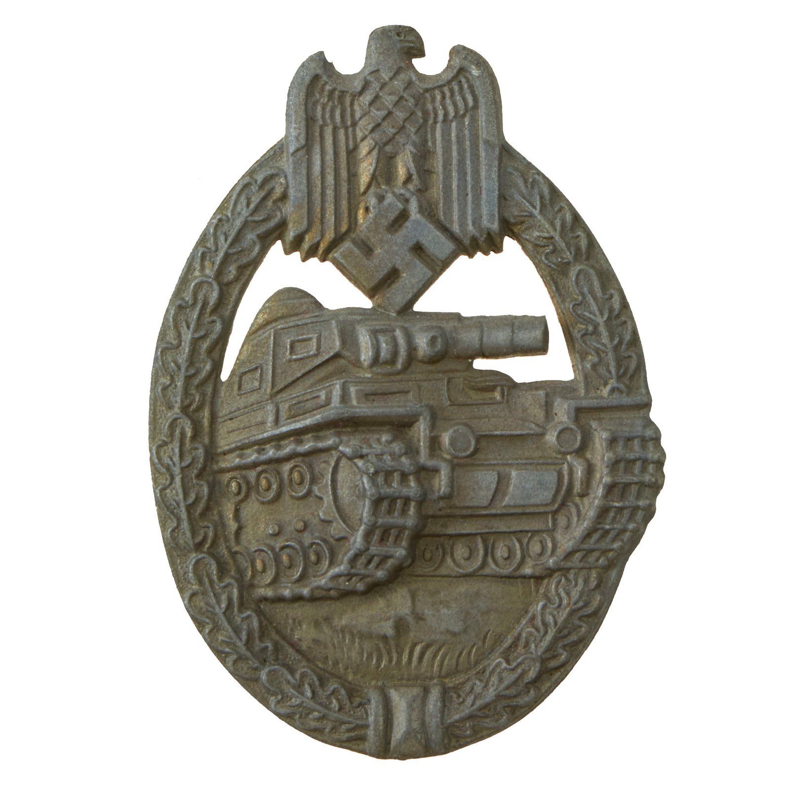 Buy Original German WWII Bronze Grade Panzer Assault Tank Badge by E. Ferdinand Wiedmann - "Scoop Back" Version | Original Firearms Antique For Sale