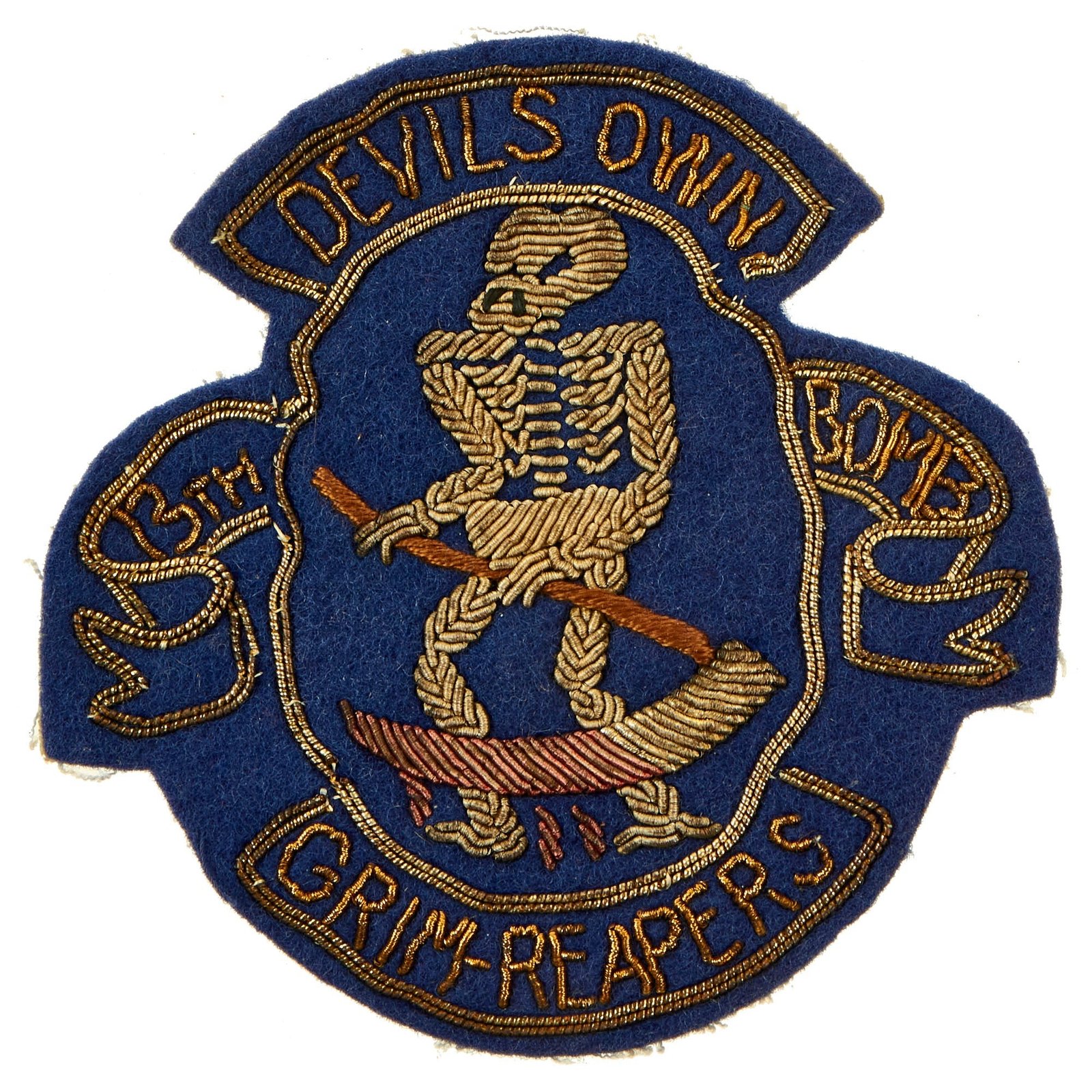 Buy Original U.S. Korean War Era “Devil’s Own Grim-Reapers” 13th Bomb Squadron Bullion Shoulder Sleeve Insignia | Original Firearms Antique For Sale