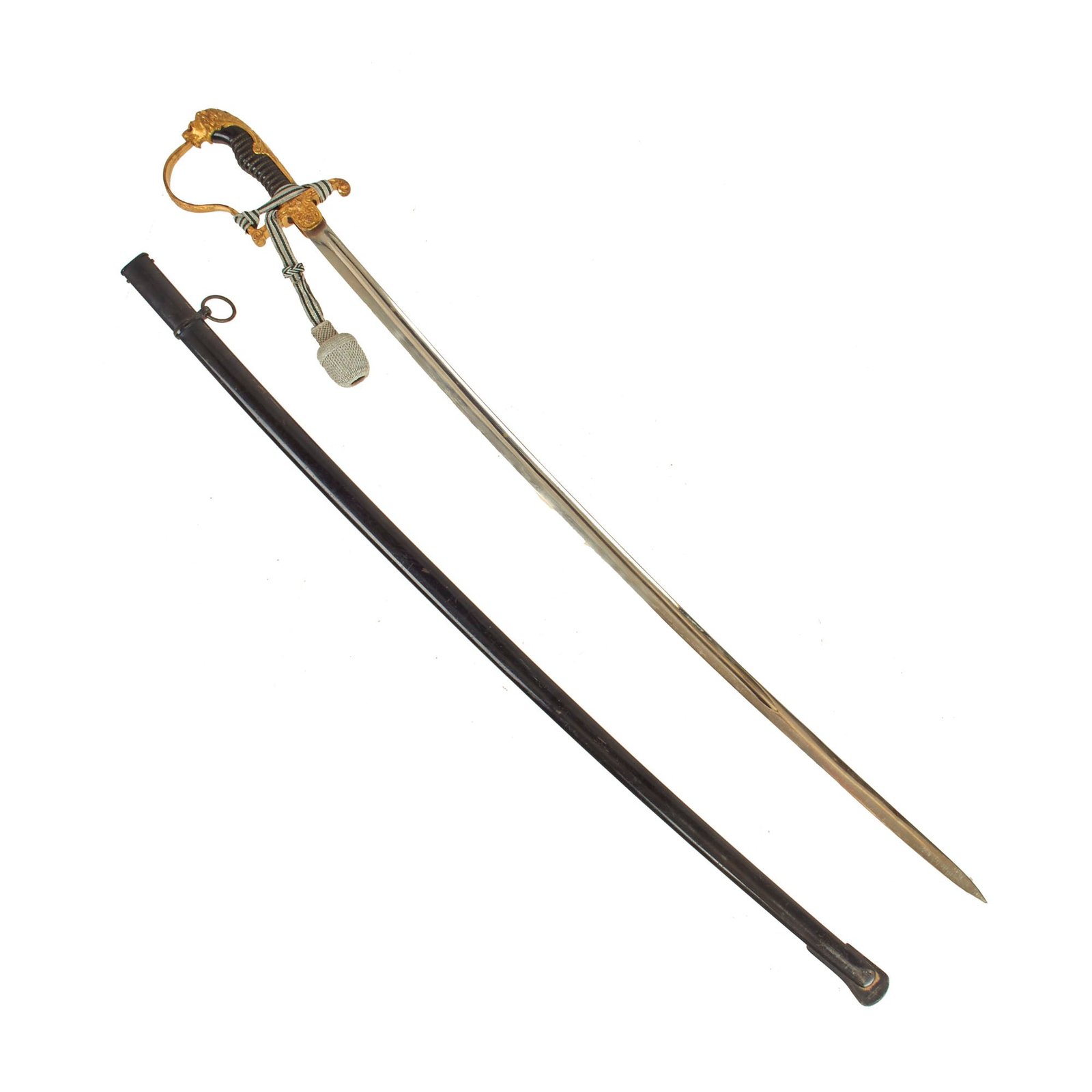Buy Original German WWII Army Heer Officer's Lion Head Sword by WKC Waffenfabrik with Steel Scabbard & Portepee | Original Firearms Antique For Sale