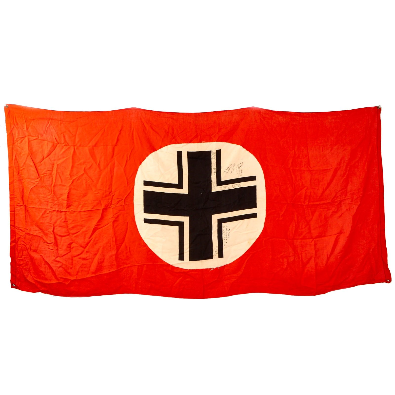 Buy Original German WWII Signed USGI Bring Back Balkenkreuz Panzer Tank & Vehicle Identification Flag - 39" x 77" - 563 S.A.W. Battalion | Original Firearms Antique For Sale