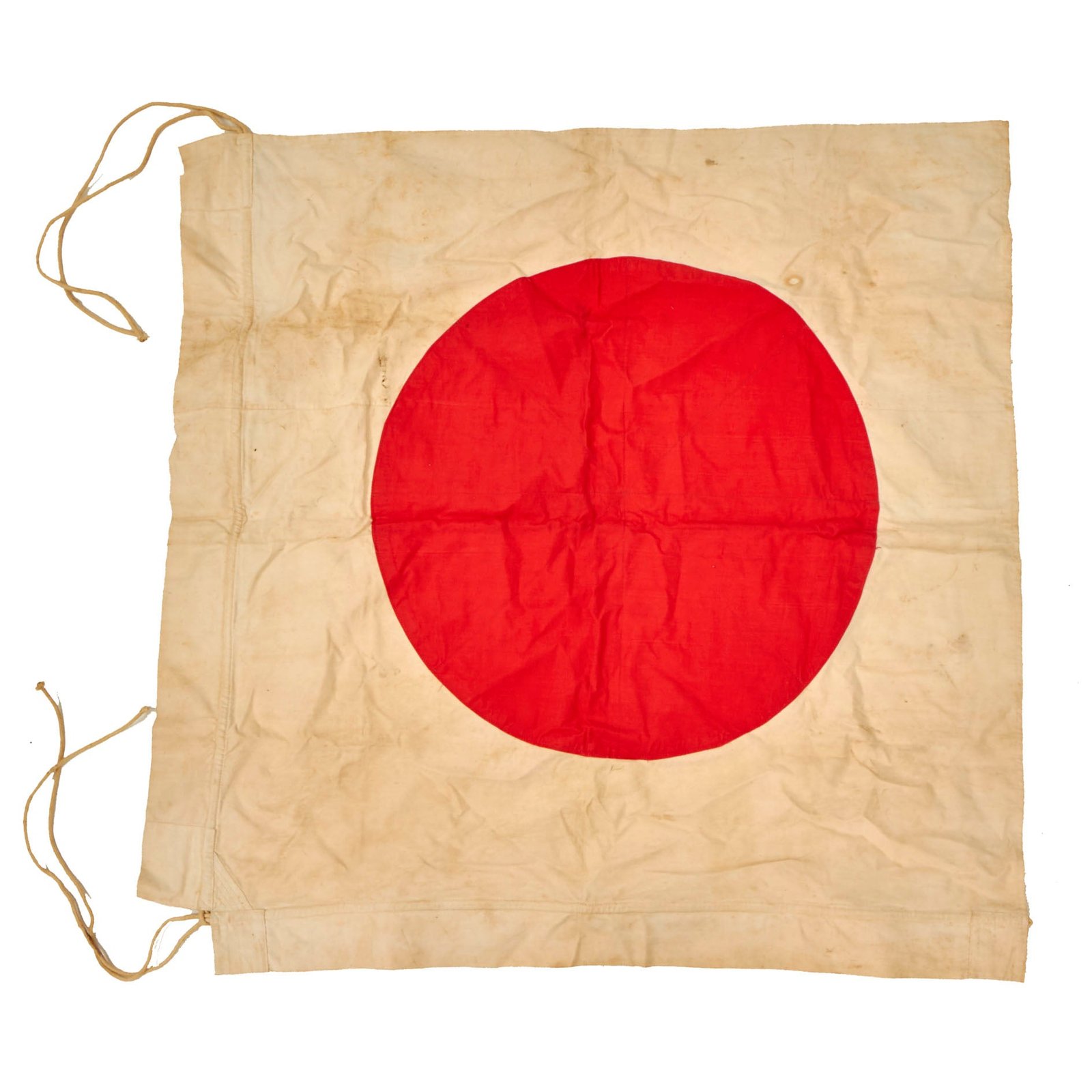 Buy Original Japanese WWII Large Staff Flag with Two Headers - 38 x 38” | Original Firearms Antique For Sale