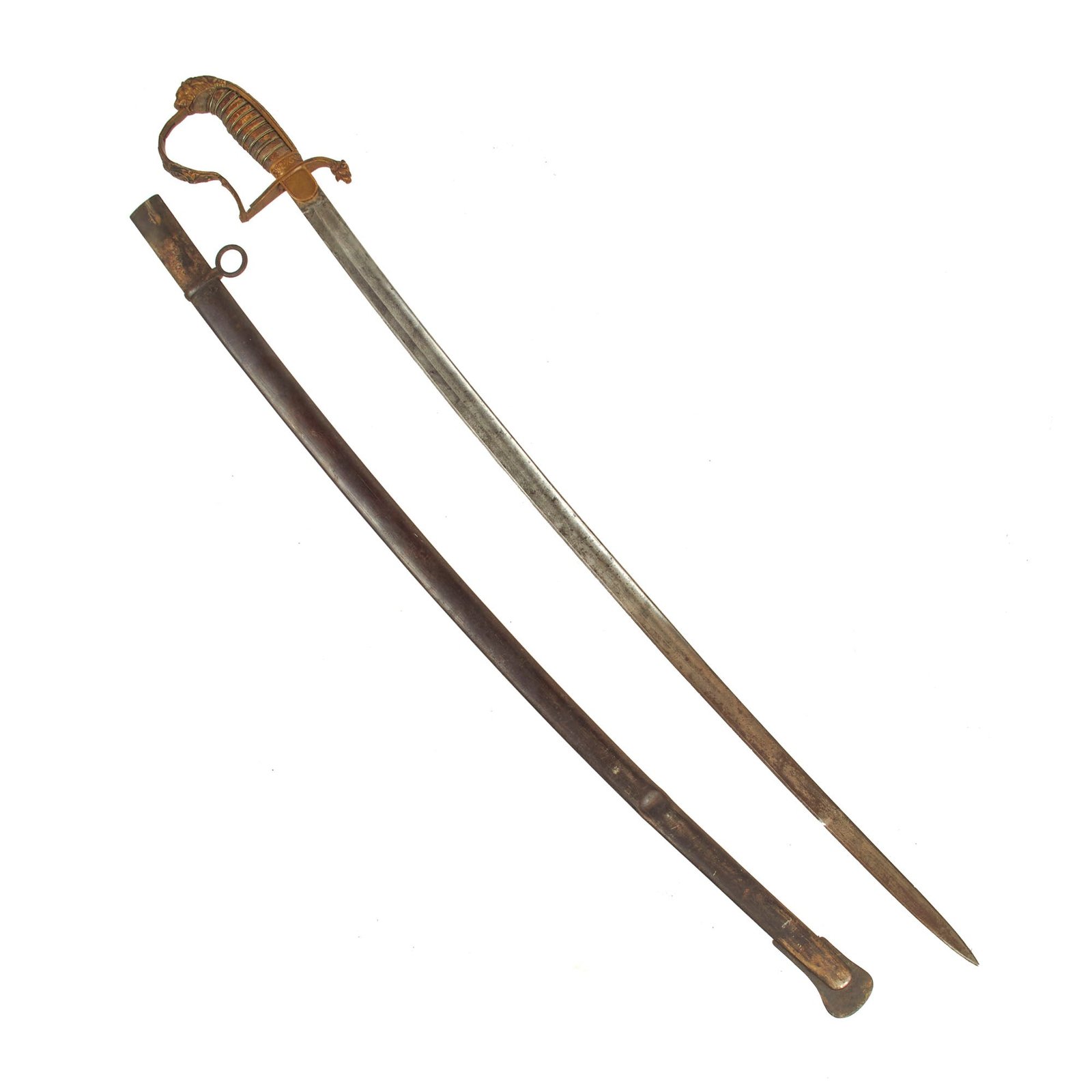 Buy Original Imperial German WWI Kingdom of Saxony Army Officer's Lion Head Sword with Scabbard | Original Firearms Antique For Sale
