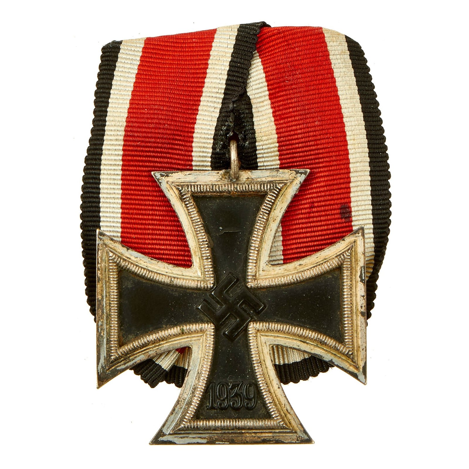 Buy Original German WWII Wehrmacht Iron Cross 2nd Class 1939 mounted on Parade Ribbon Pin - EKII | Original Firearms Antique For Sale