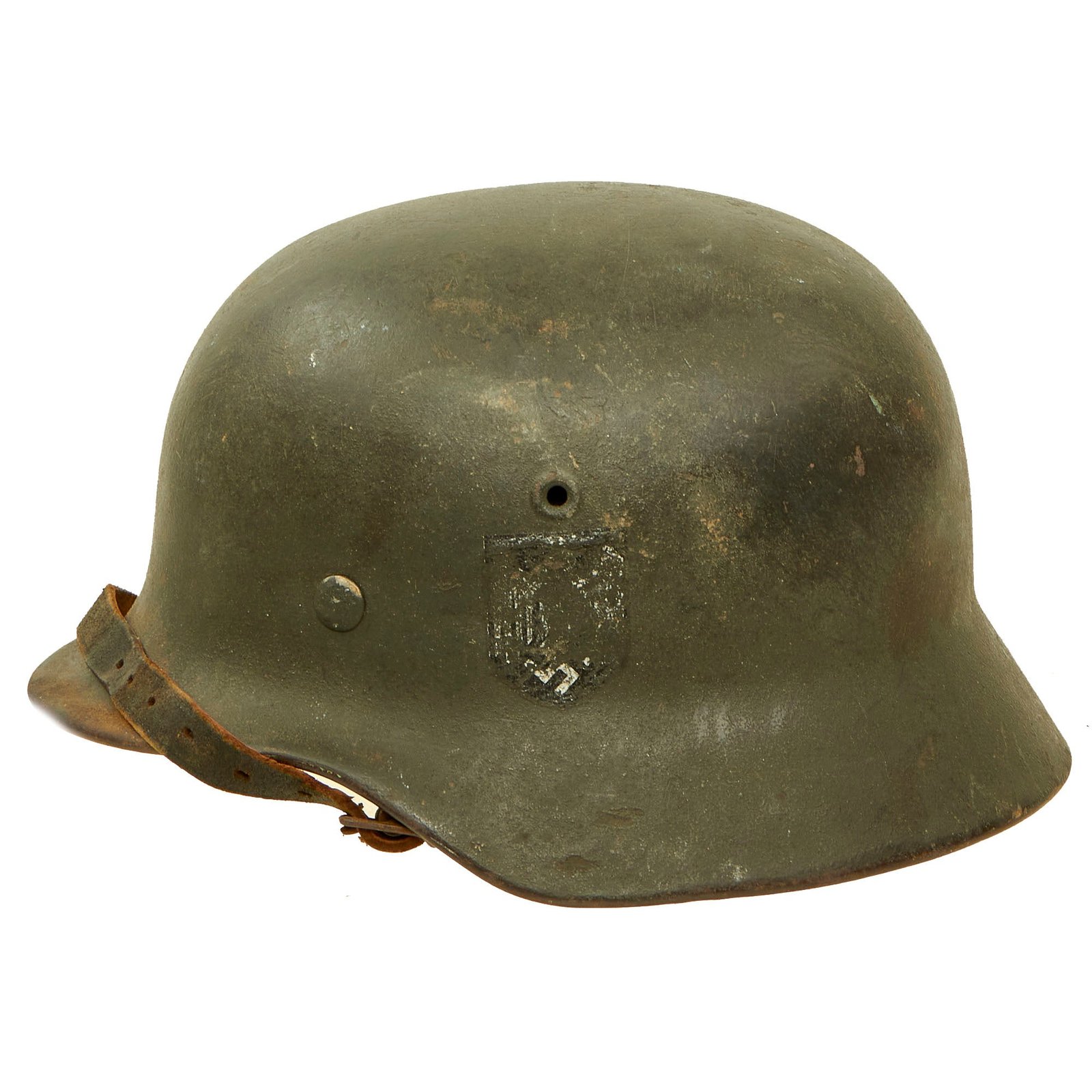 Buy Original German WWII M40 Single Decal Army Heer Helmet with 54cm Liner & Chinstrap - EF62 | Original Firearms Antique For Sale