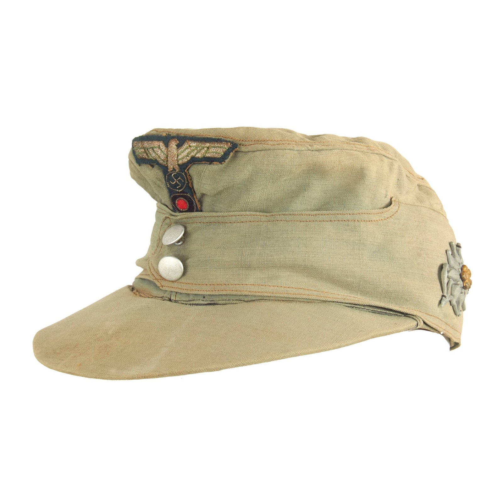 Buy Original German WWII Gebirgsjäger Mountain Troop M43 Bergmütze Field Cap with Metal Edelweiss Badge & Theater Made Eagle | Original Firearms Antique For Sale