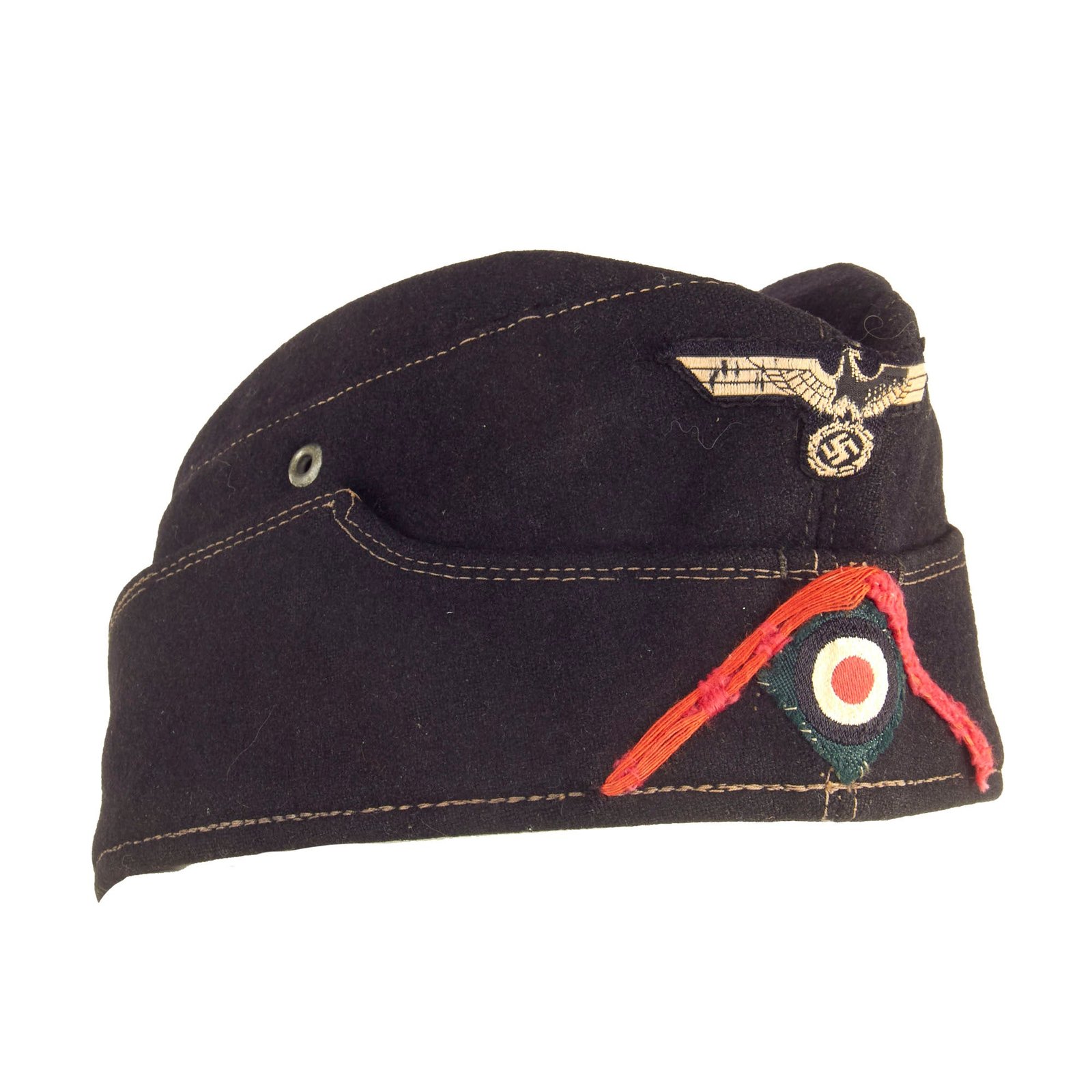 Buy Original German WWII Service Used Heer Panzer Armored Corps 56cm EM-NCO Black M38 Overseas Cap by Carl Halfar - dated 1942 | Original Firearms Antique For Sale