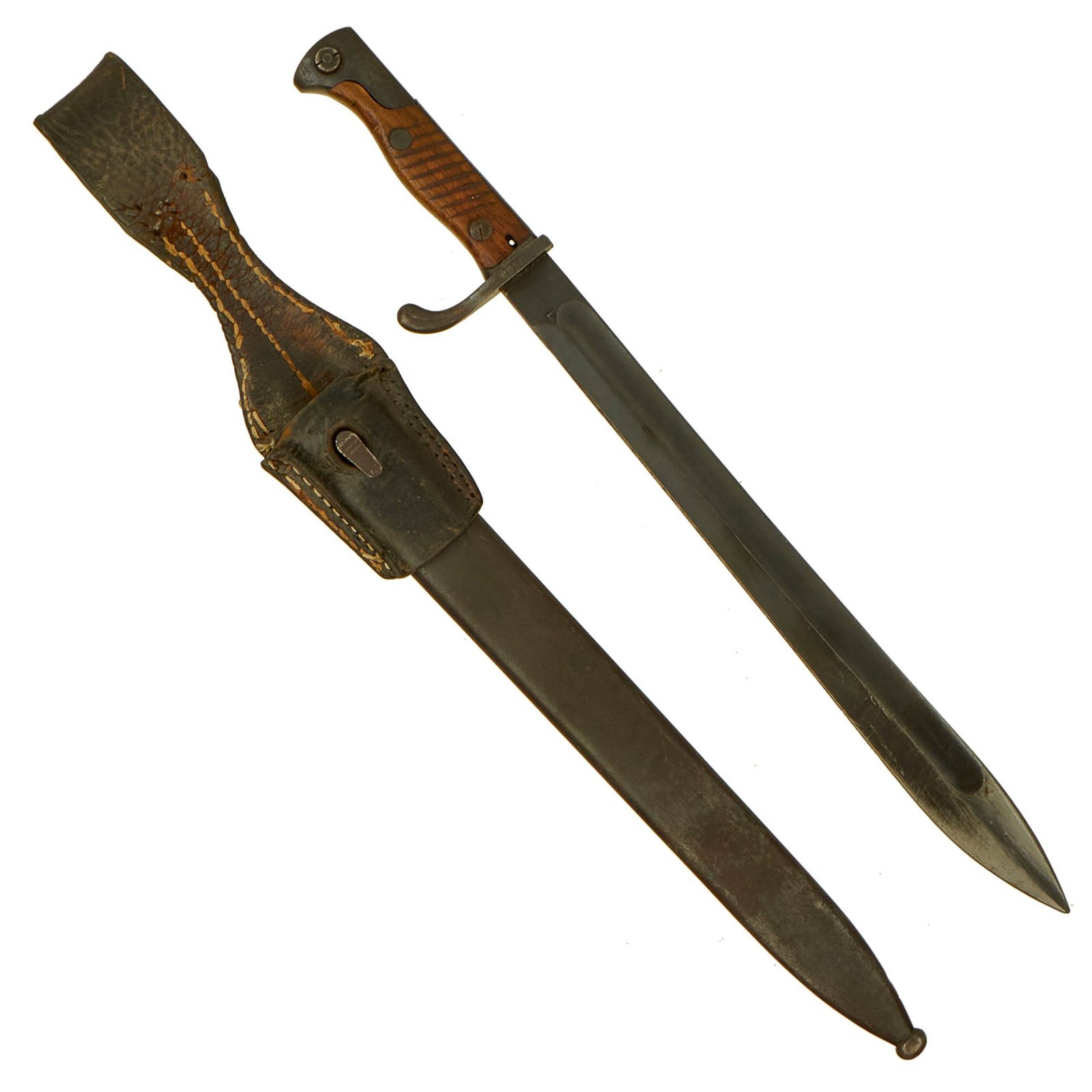 Buy Original German WWI S1898/05 n/A Butcher Bayonet by Mauser with Scabbard and Frog - 1920 Dated Crossguard- Polizei Unit Marked | Original Firearms Antique For Sale