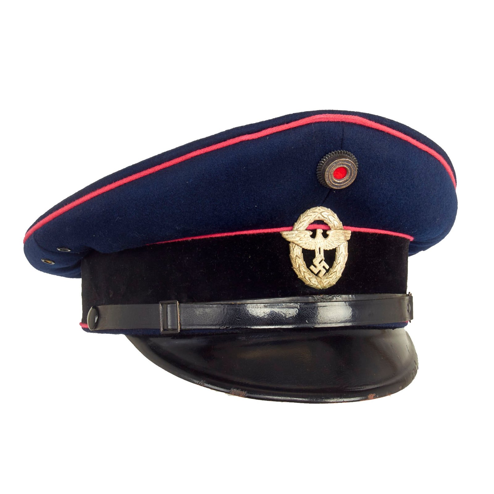 Buy Original German WWII Named Fire Protection Police EM/NCO Schirmmütze Visor Cap by Alkero - size 58 | Original Firearms Antique For Sale