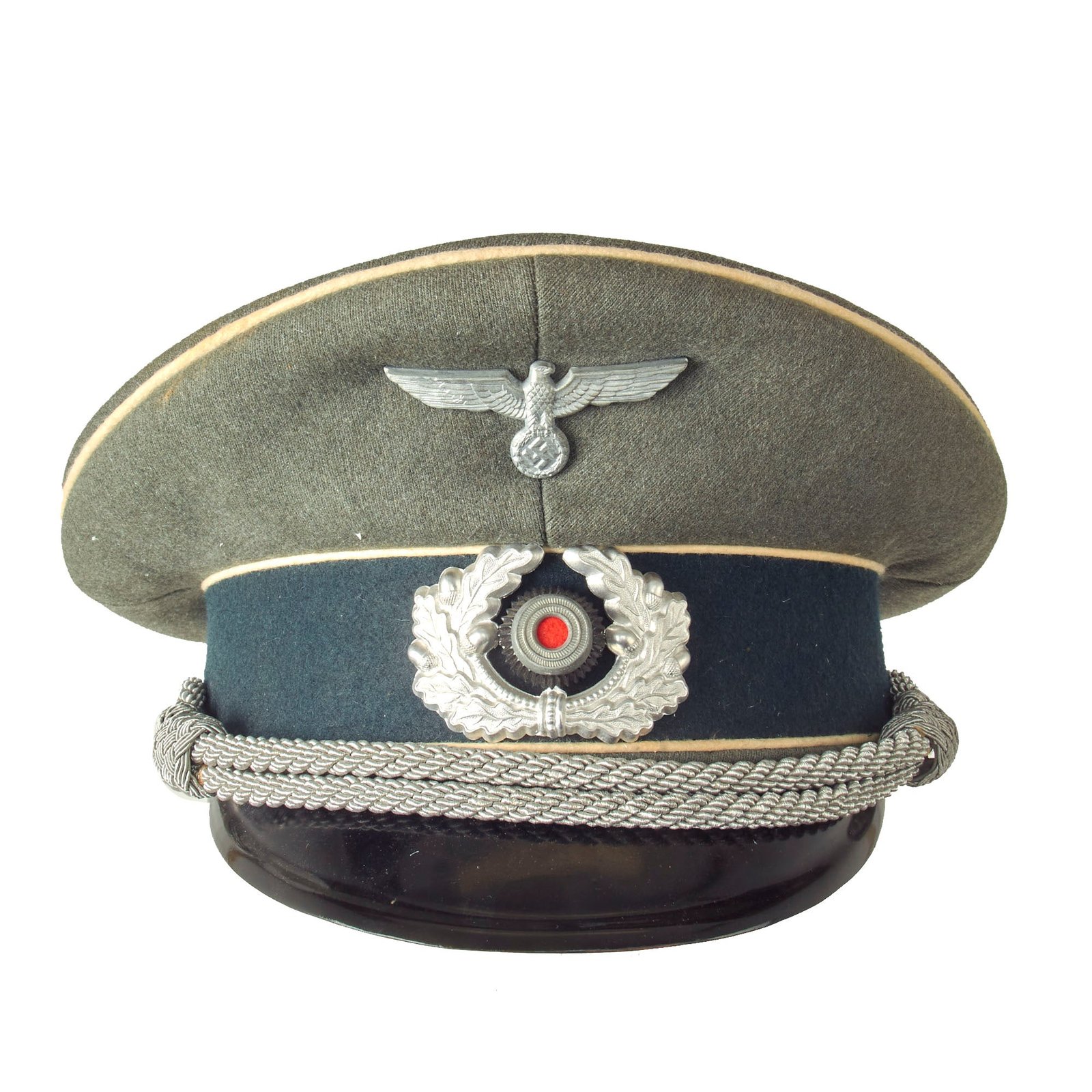 Buy Original German WWII Army Heer Infantry Officers Schirmmütze Visor Cap by Deutsch Wertarbeit - size 56 | Original Firearms Antique For Sale