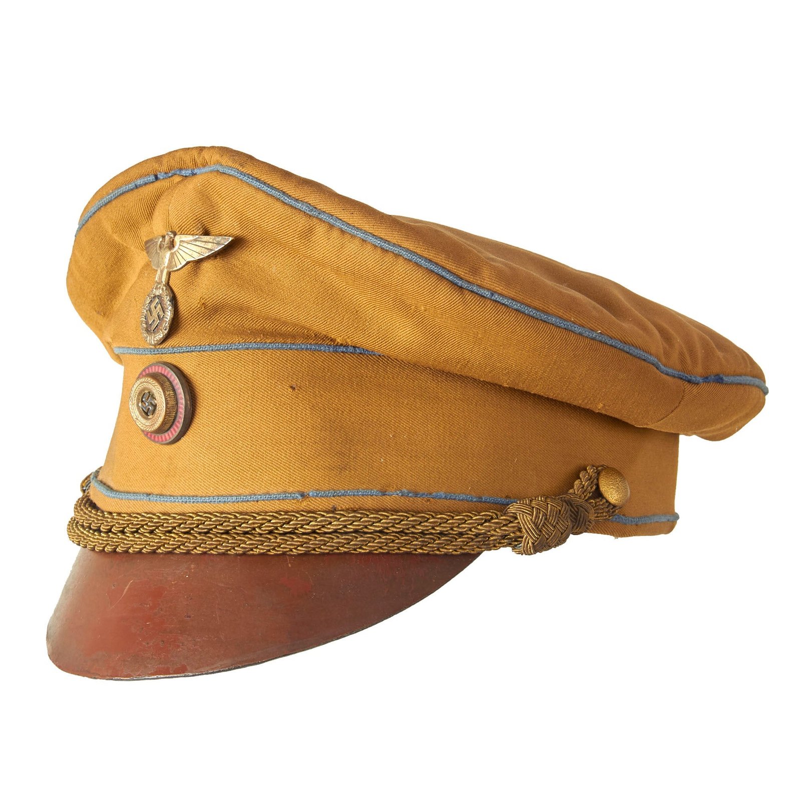 Buy Original German WWII Early NSDAP Ortsgruppe Local Group Level Political Leader's Visor Cap with Faded RZM Tag - Repaired Sweatband | Original Firearms Antique For Sale