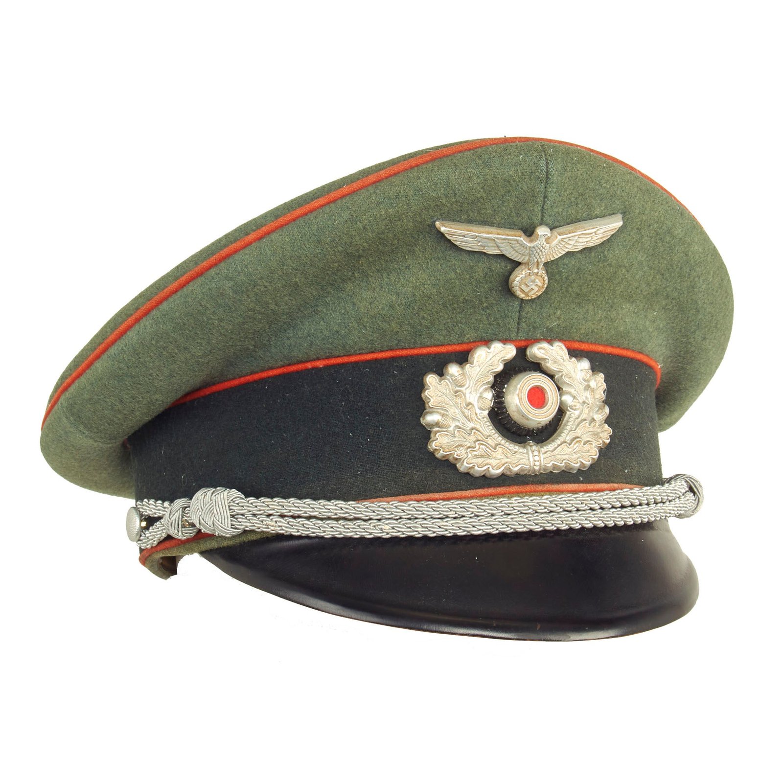 Buy Original German WWII Named Heer Feldgendarmerie or Recruiting Officers Visor Crush Cap by EREL (Double Marked) | Original Firearms Antique For Sale