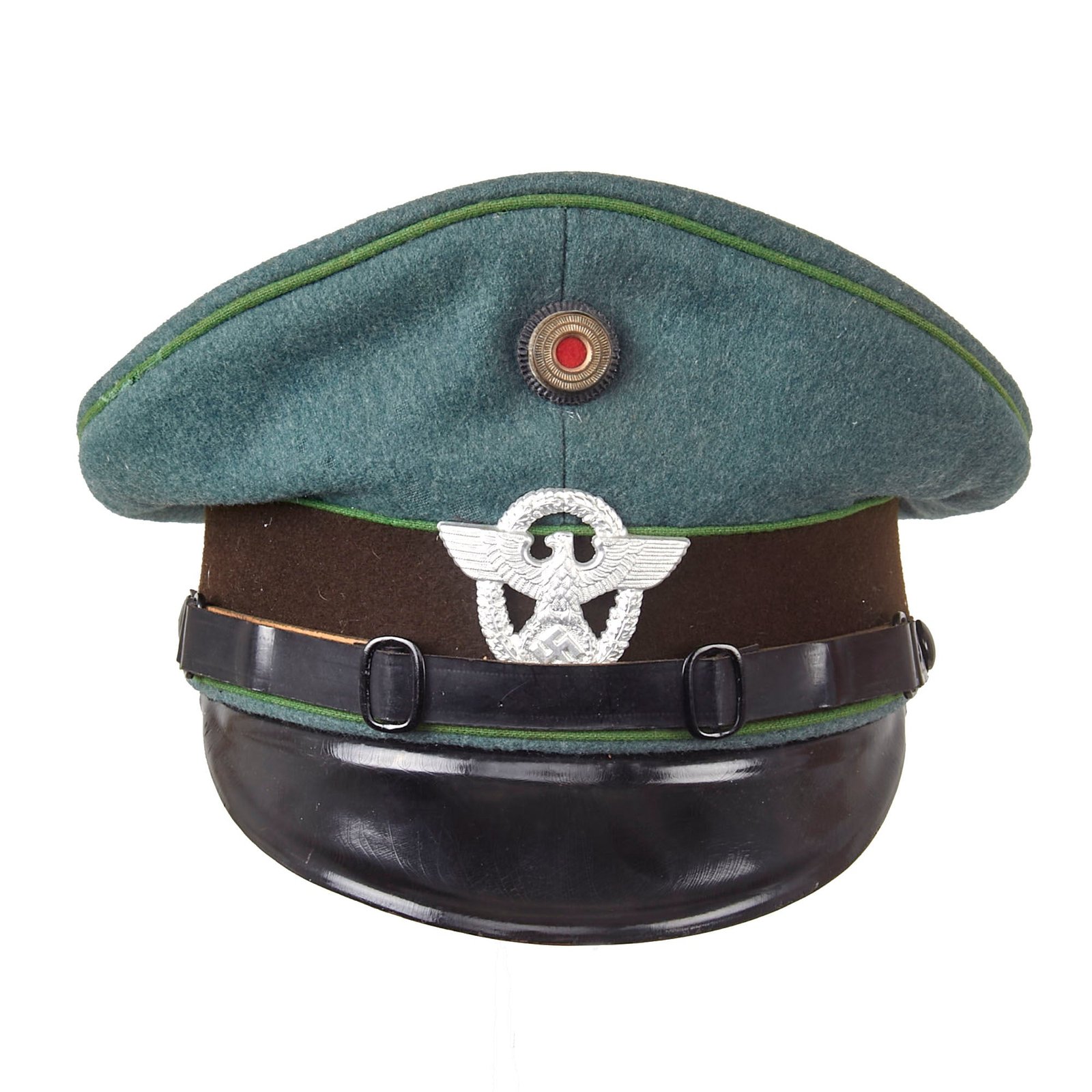 Buy Original German WWII Unit Marked Schutzpolizei Protection Police NCO's Schirmmütze Visor Crush Cap by Arthur Freyer | Original Firearms Antique For Sale