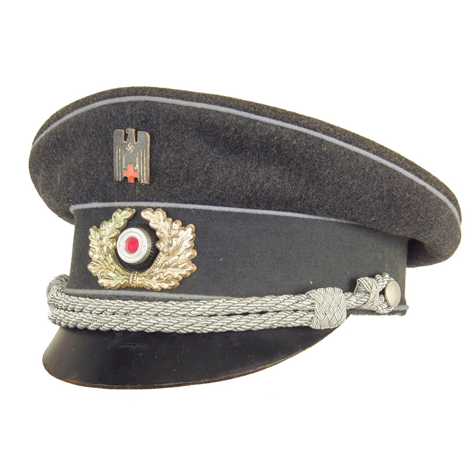 Buy Original German WWII Red Cross DRK Officer's Schirmmütze Visor Cap - Size 57 1/2 | Original Firearms Antique For Sale