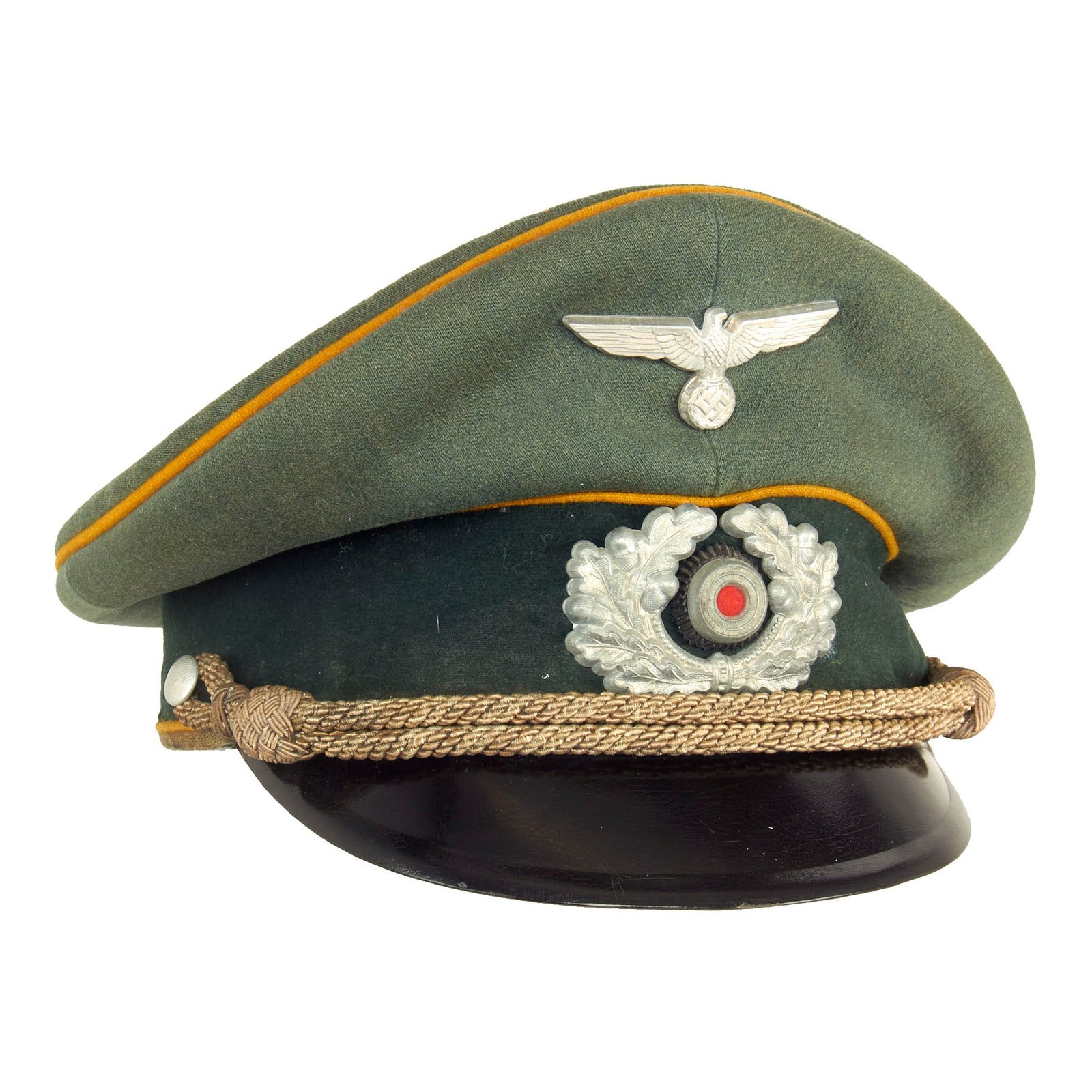 Buy Original German WWII Service Used Heer Cavalry Officer Schirmmütze Visor Crush Cap with Replaced Sweatband | Original Firearms Antique For Sale