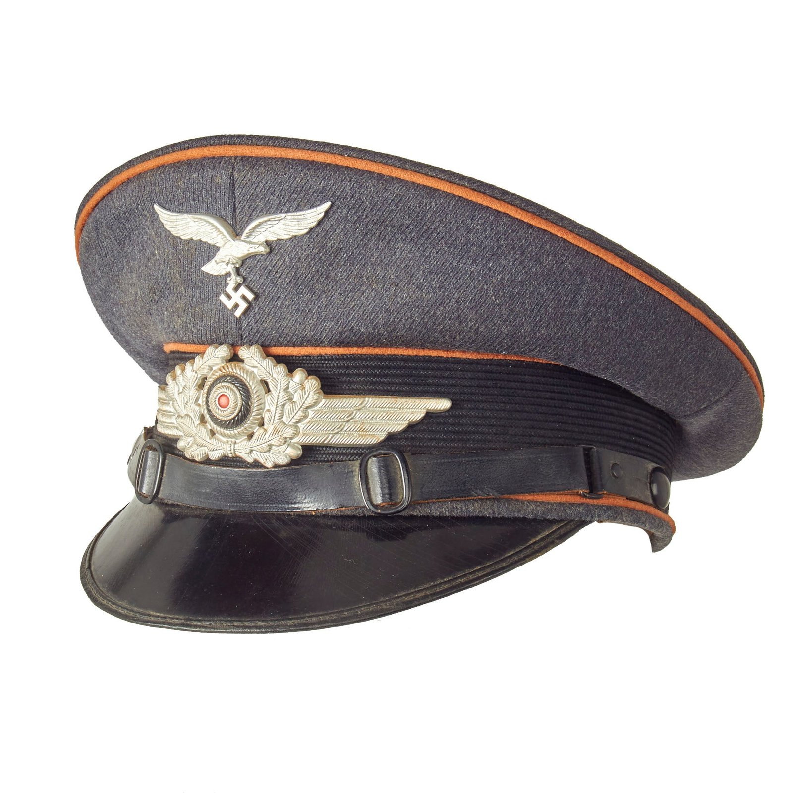 Buy Original German WWII 1939 dated Luftwaffe Signals EM/NCO Visor Cap by Albert Kempf - Size 56 1/2 | Original Firearms Antique For Sale