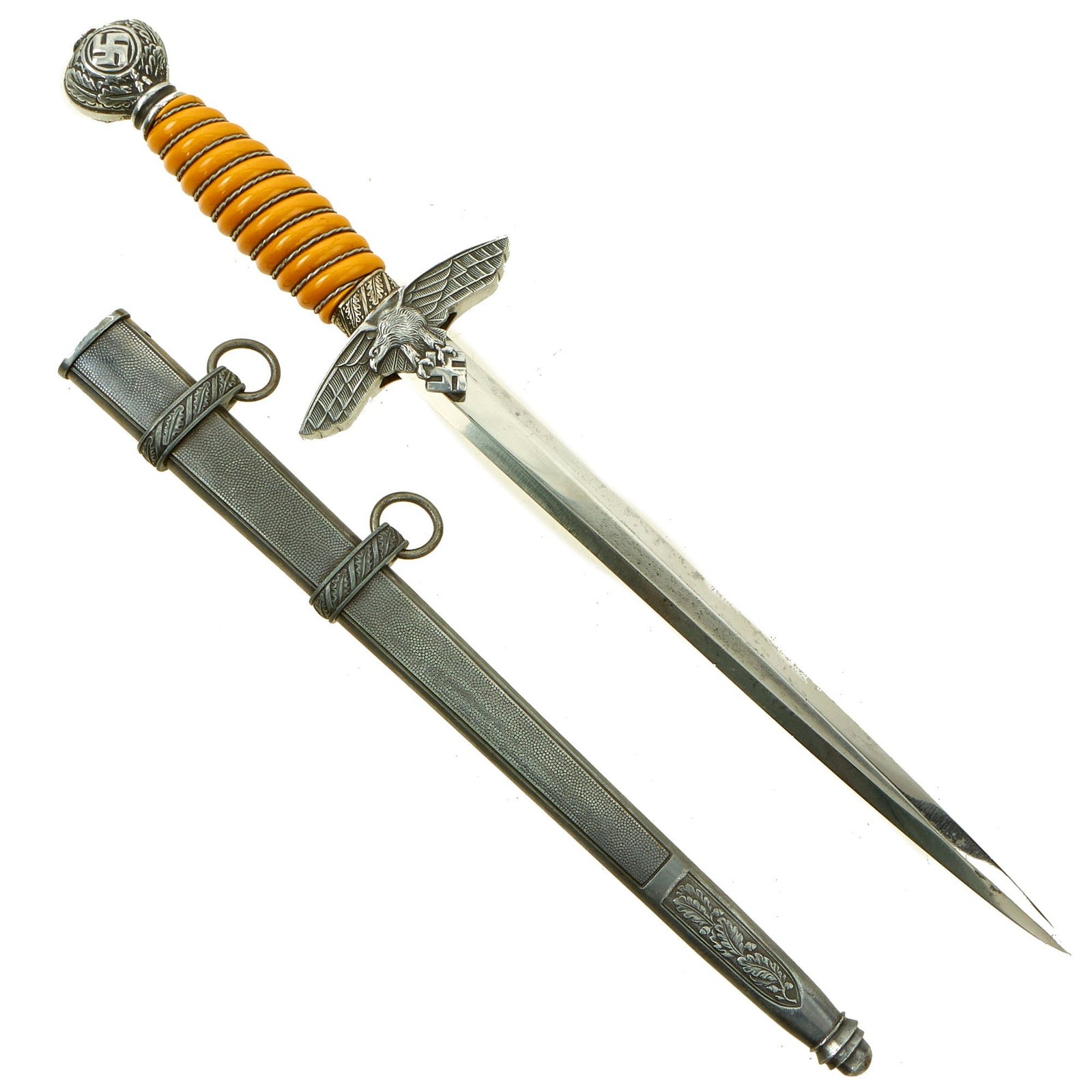 Buy Original WWII German 2nd Model Luftwaffe Dagger by W.K.C. Waffenfabrik of Solingen with Scabbard | Original Firearms Antique For Sale