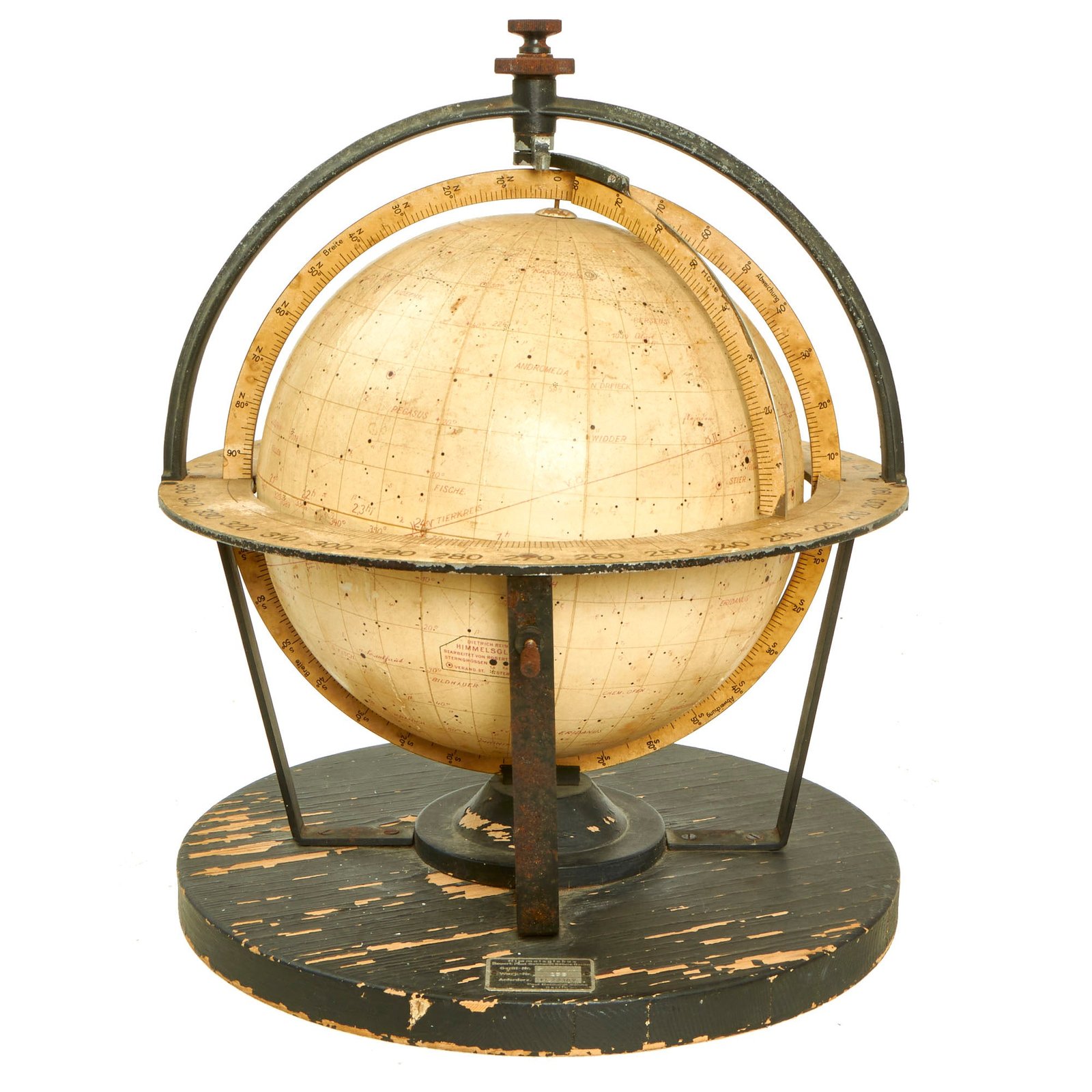 Buy Original German WWII Kriegsmarine U-Boat Celestial Navigation Star Globe by Paul Gebhardt Söhne with Luftwaffe Reissue Data Plate | Original Firearms Antique For Sale