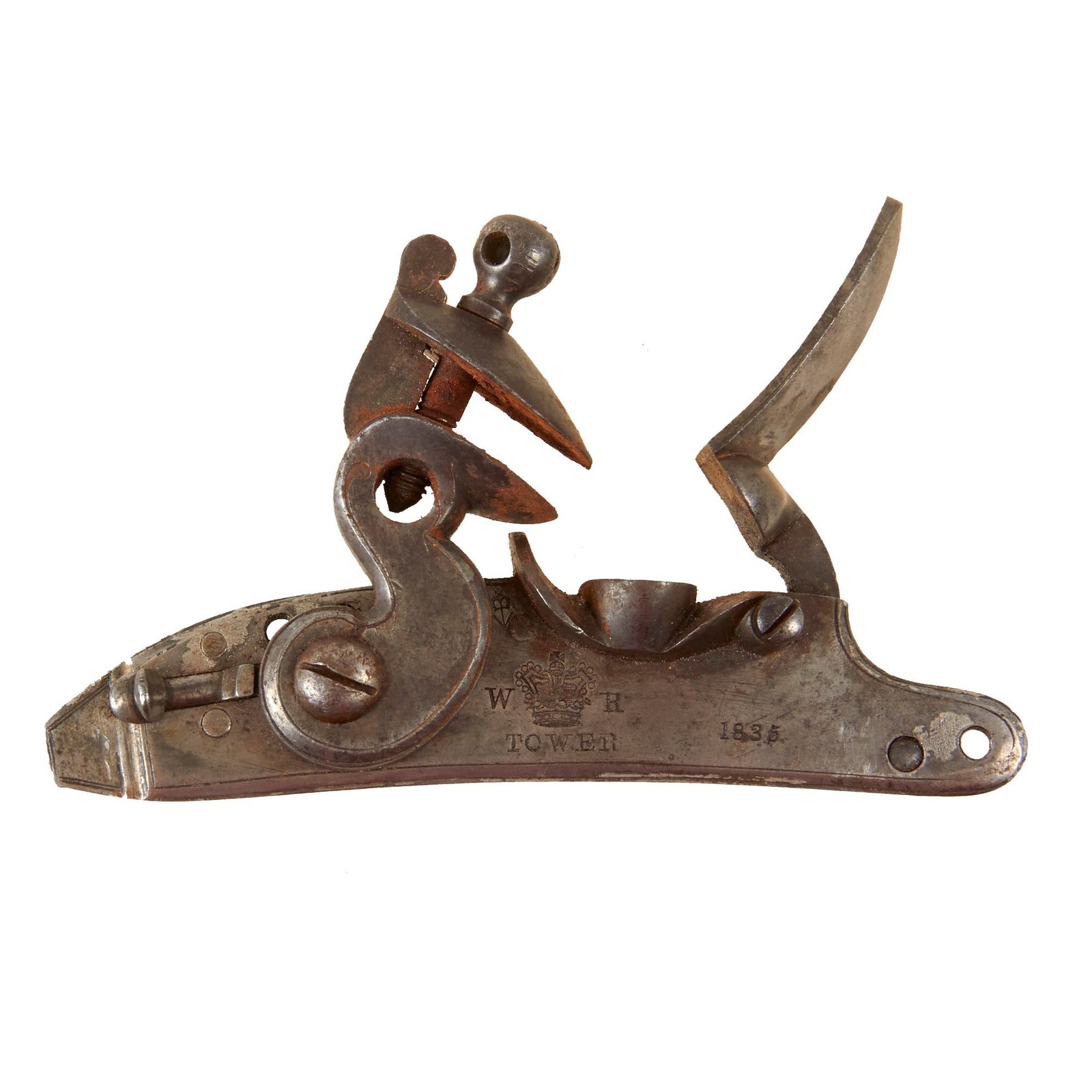 Original British King William IV Flintlock Saddle Ring Carbine Lock Assembly Dated 1835 - Fully Functional
