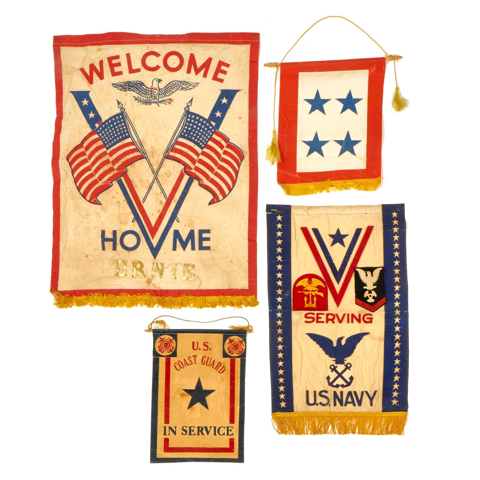 Buy Original U.S. WWII Era Lot of “Son In Service” Service Banners - (4) Items | Original Firearms Antique For Sale