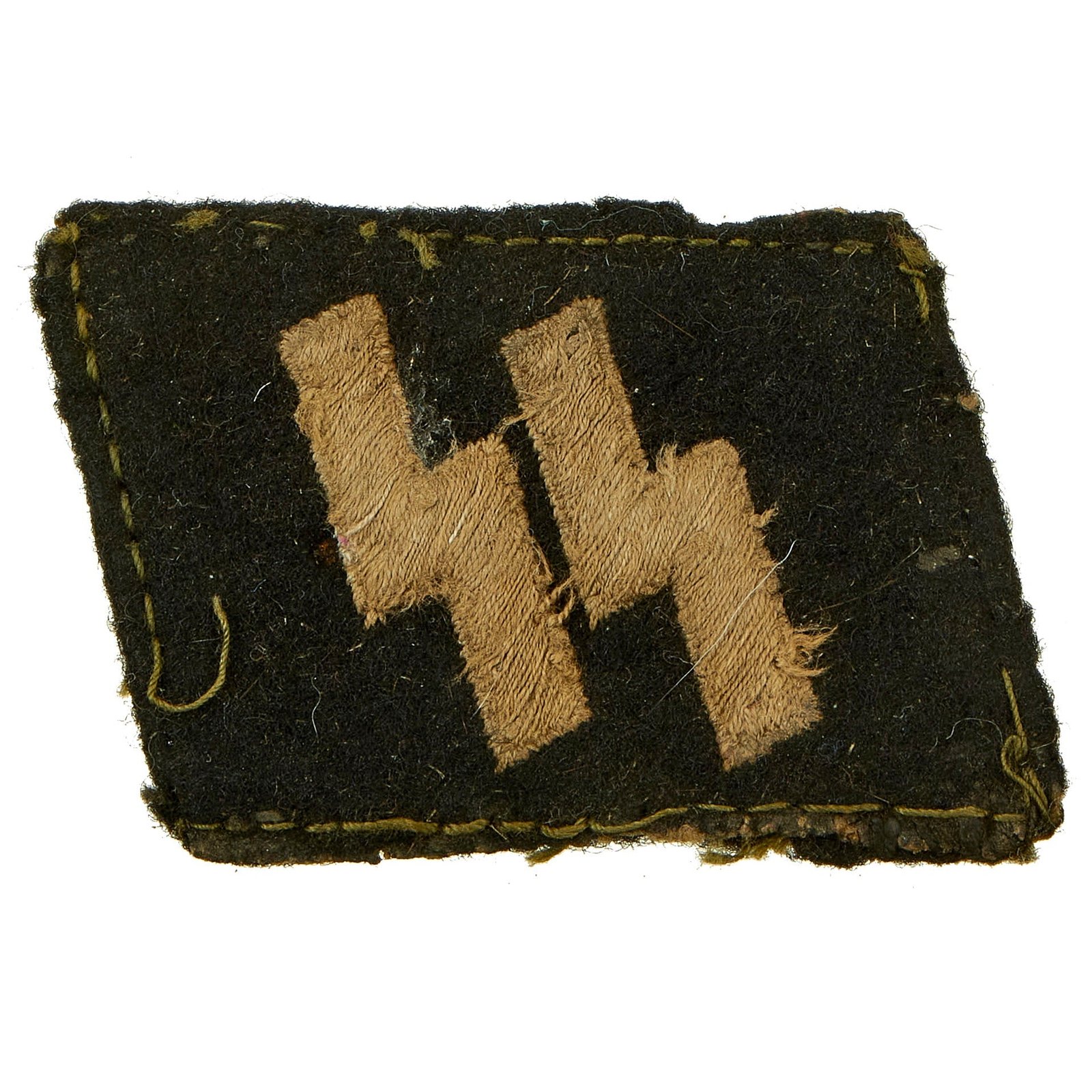 Buy Original German WWII Uniform Cut Off SS EM/NCO Double Sig Rune Collar Tab - Schutzstaffel | Original Firearms Antique For Sale