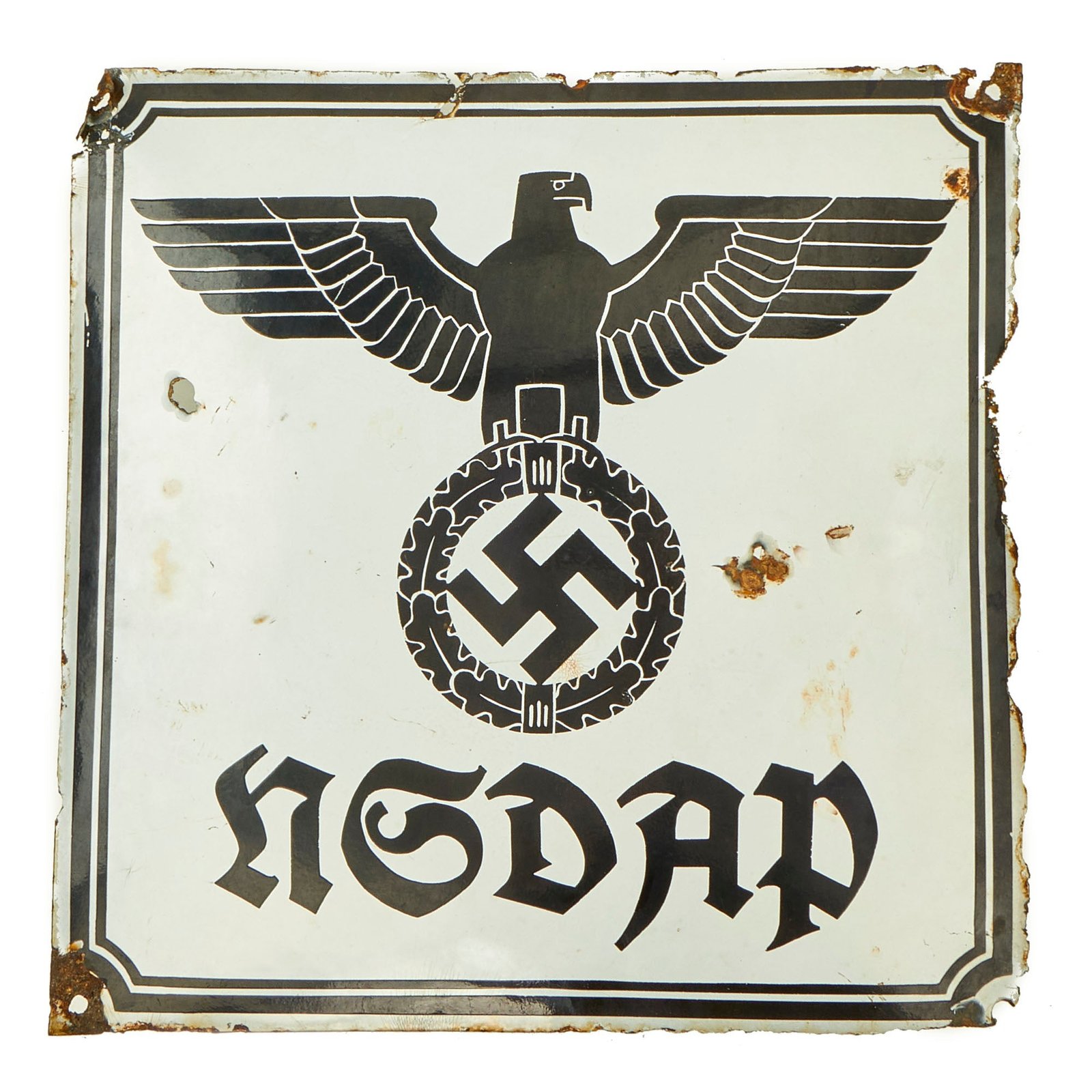 Buy Original German Pre-WWII NSDAP Reichsadler Emailleschild Enameled Sign - 19 1/2" x 19 1/2" | Original Firearms Antique For Sale