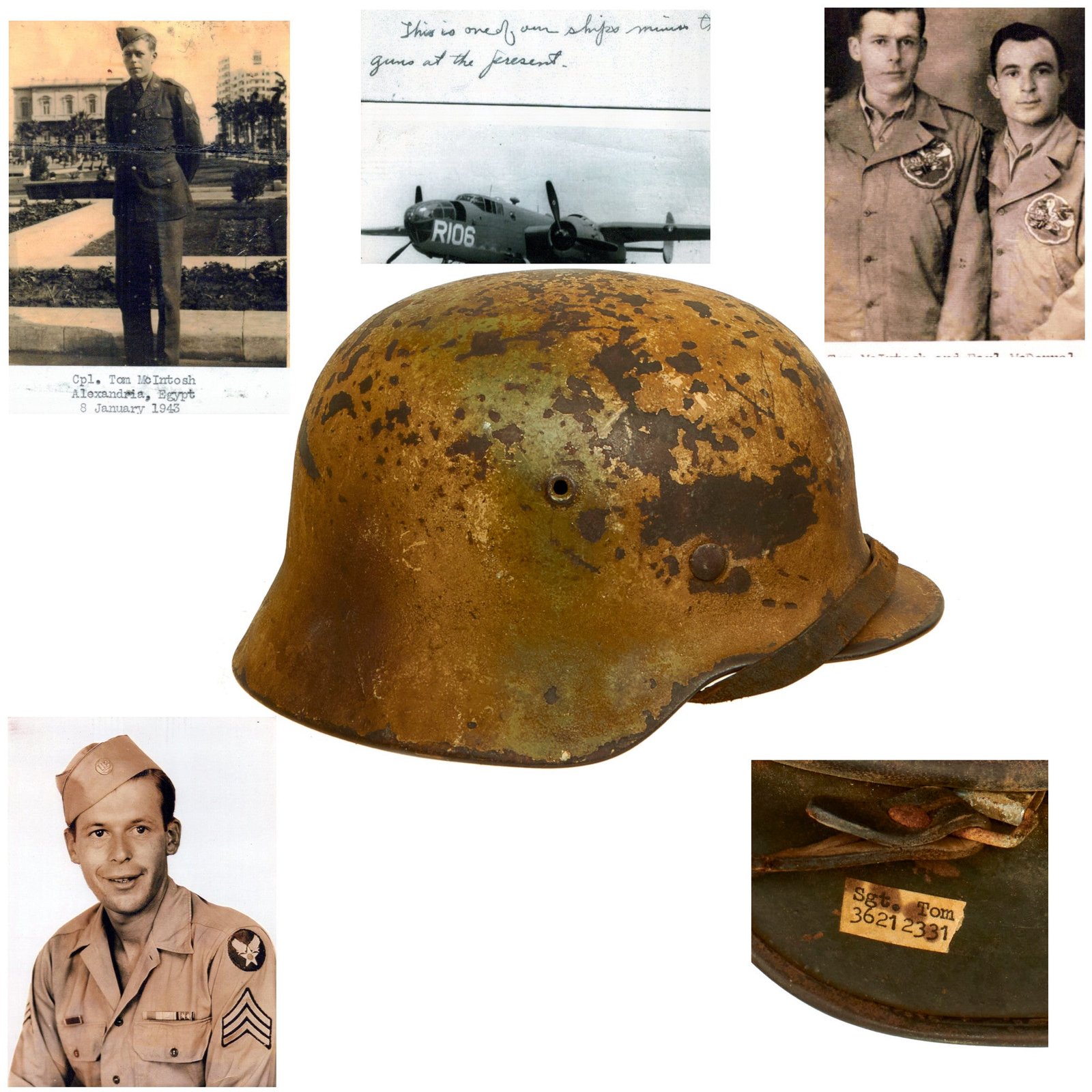 Buy Original German WWII Named USGI Bring Back Army Heer M40 "Normandy" Camouflage Steel Helmet with Documentation - marked ET64 | Original Firearms Antique For Sale