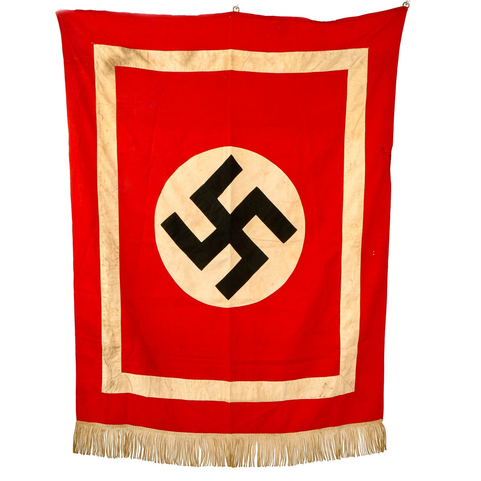 Buy Original German WWII NSDAP National Socialist Party Fringed Podium Banner - 31" x 36 1/2" | Original Firearms Antique For Sale