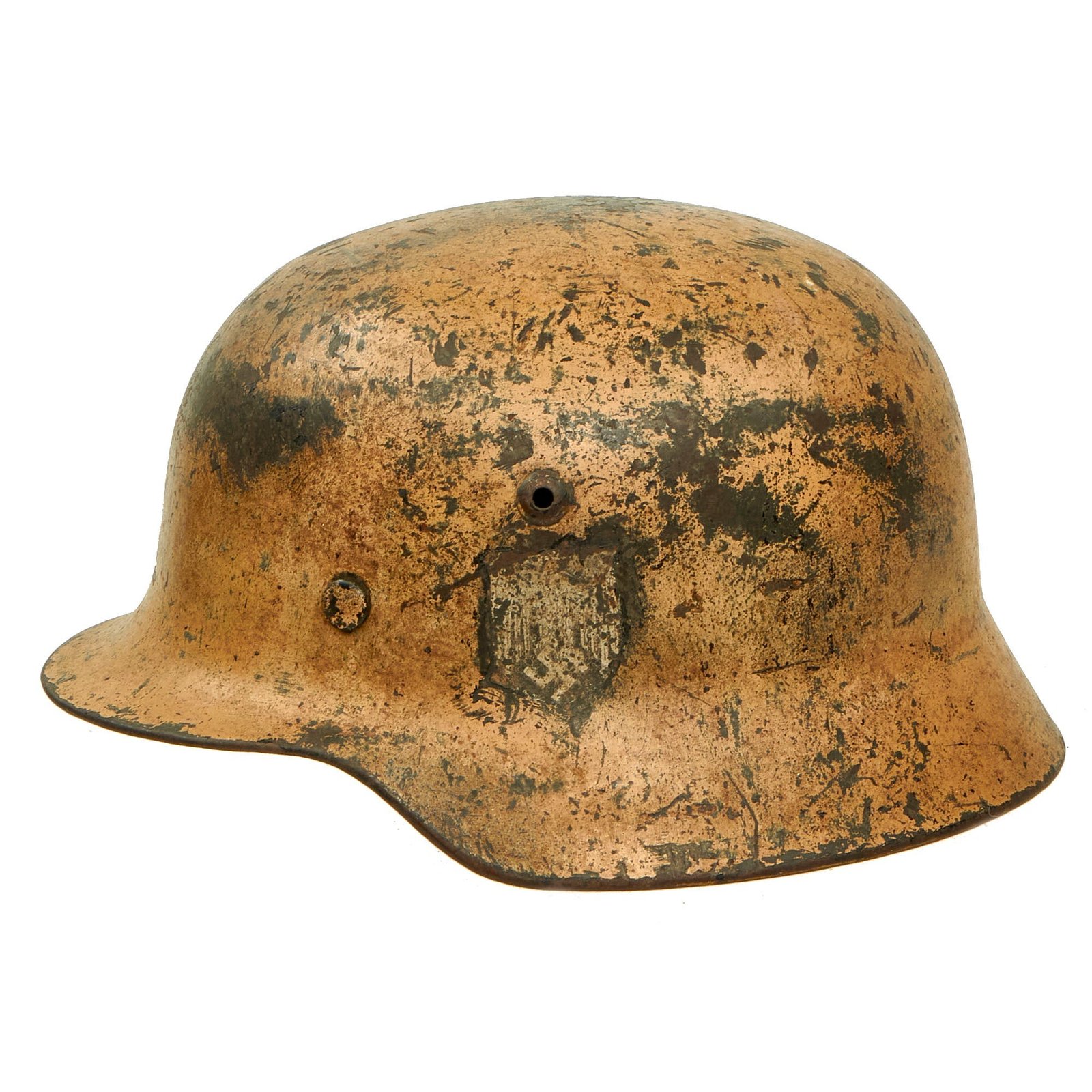 Buy Original German WWII Named DAK Afrikakorps Camouflage Heer Army Single Decal M35 Helmet - Stamped EF66 | Original Firearms Antique For Sale