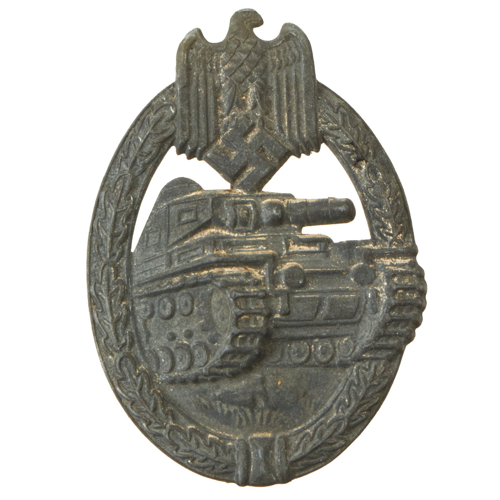 Buy Original German WWII Silver Grade Panzer Assault Tank Badge - Unmarked Hollow Back Style | Original Firearms Antique For Sale