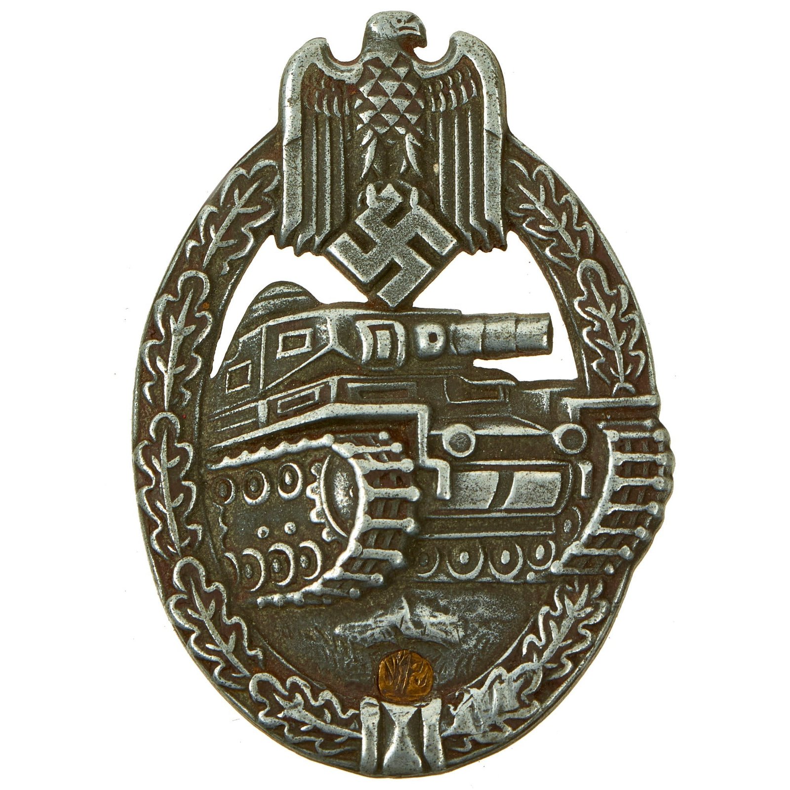 Buy Original German WWII Silver Grade Panzer Assault Tank Badge by E. Ferdinand Wiedmann with Repaired Catch | Original Firearms Antique For Sale