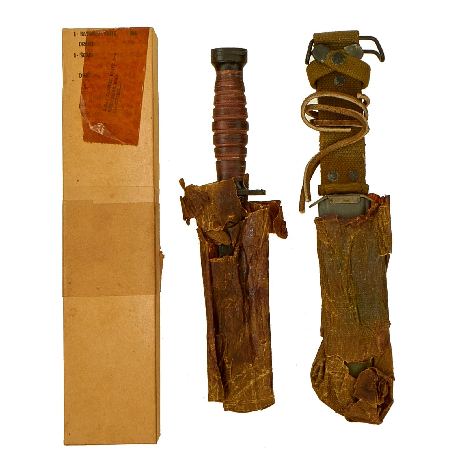 Buy Original U.S. WWII Boxed New Old Stock M4 Bayonet Fighting Knife by Camillus with M8A1 Scabbard | Original Firearms Antique For Sale
