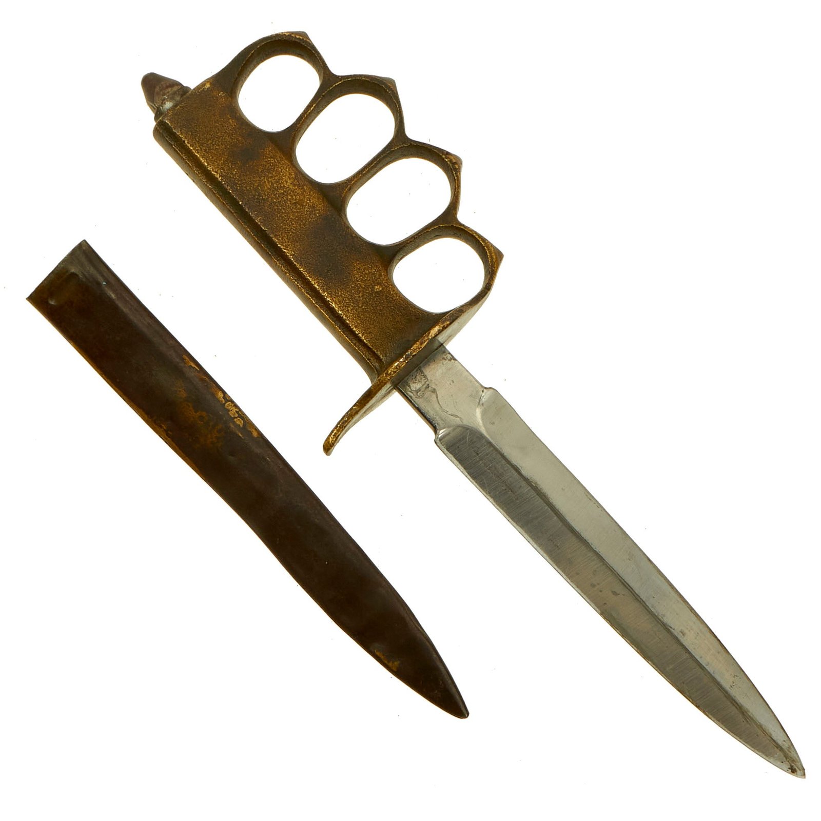 Buy Original U.S. WWI Model 1918 Mark I Trench Knife by AU LION with Steel Scabbard | Original Firearms Antique For Sale