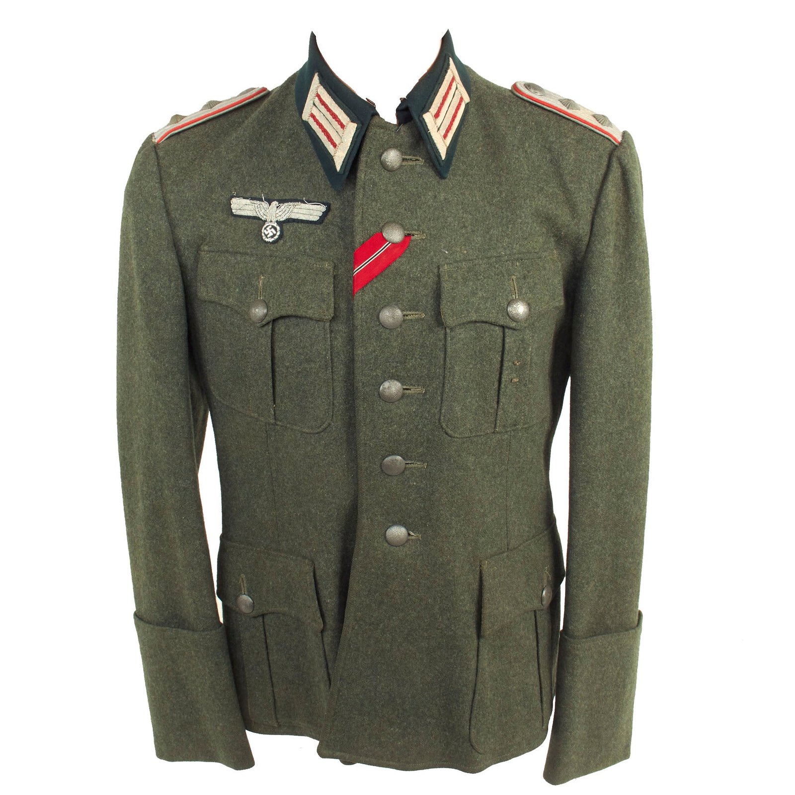 Buy Original German WWII Early Heer Artillery Reserve Hauptmann Officer's M36 Field Tunic with Eastern Medal Ribbon | Original Firearms Antique For Sale