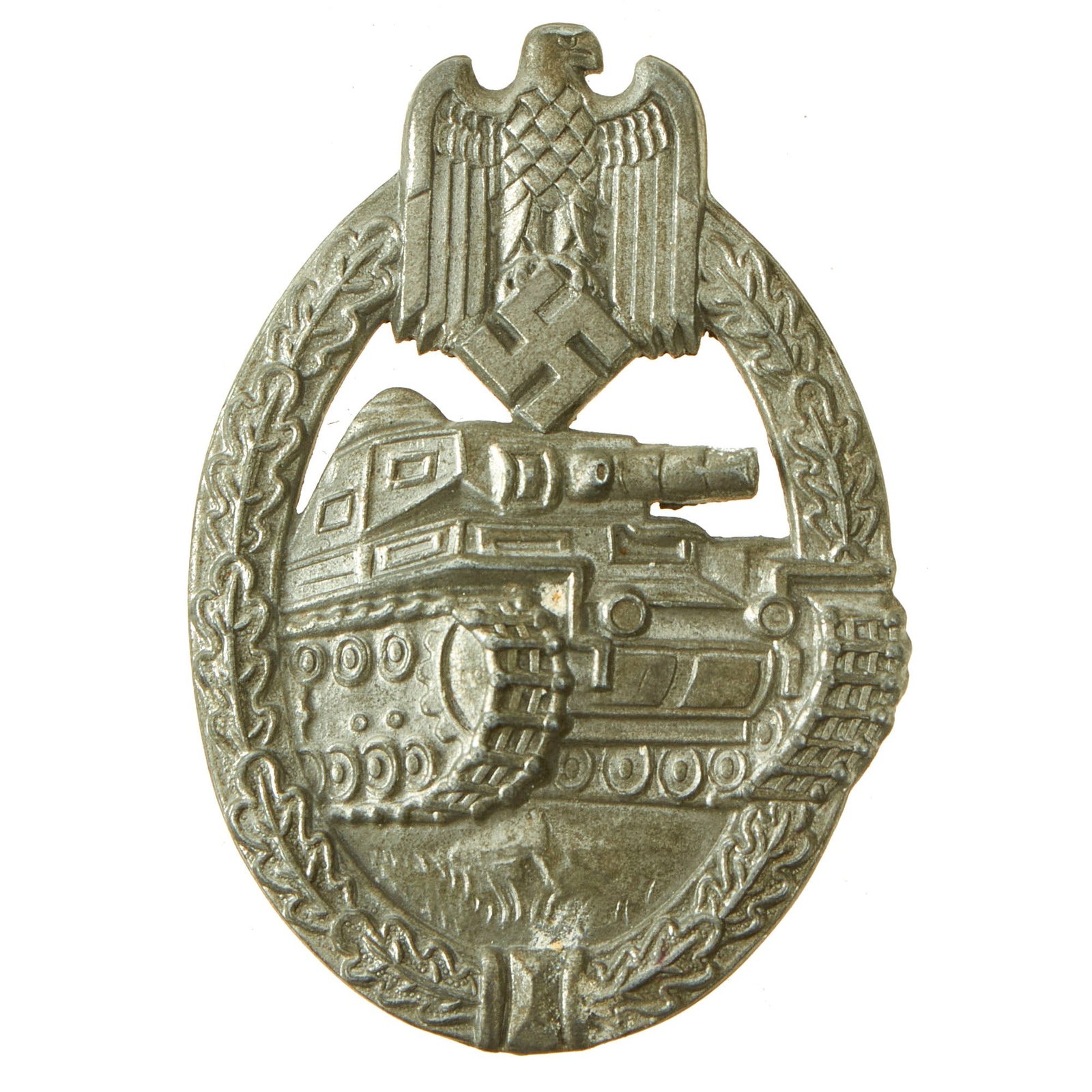 Buy Original German WWII Silver Grade Panzer Assault Tank Badge by E. Ferdinand Wiedmann of Frankfurt | Original Firearms Antique For Sale
