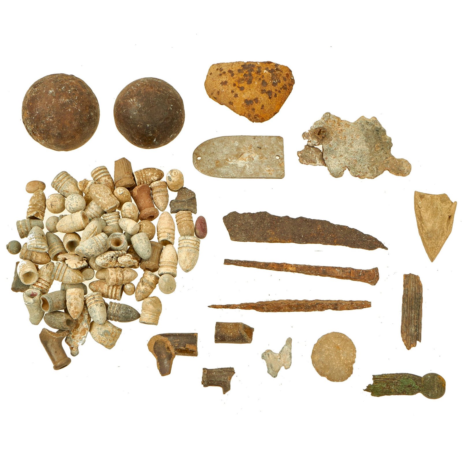 Buy Original U.S. Civil War Excavated Artifacts - 58 Caliber Minié Balls - Projectiles Ground - Found at Site of The Siege of Port Hudson Louisiana | Original Firearms Antique For Sale