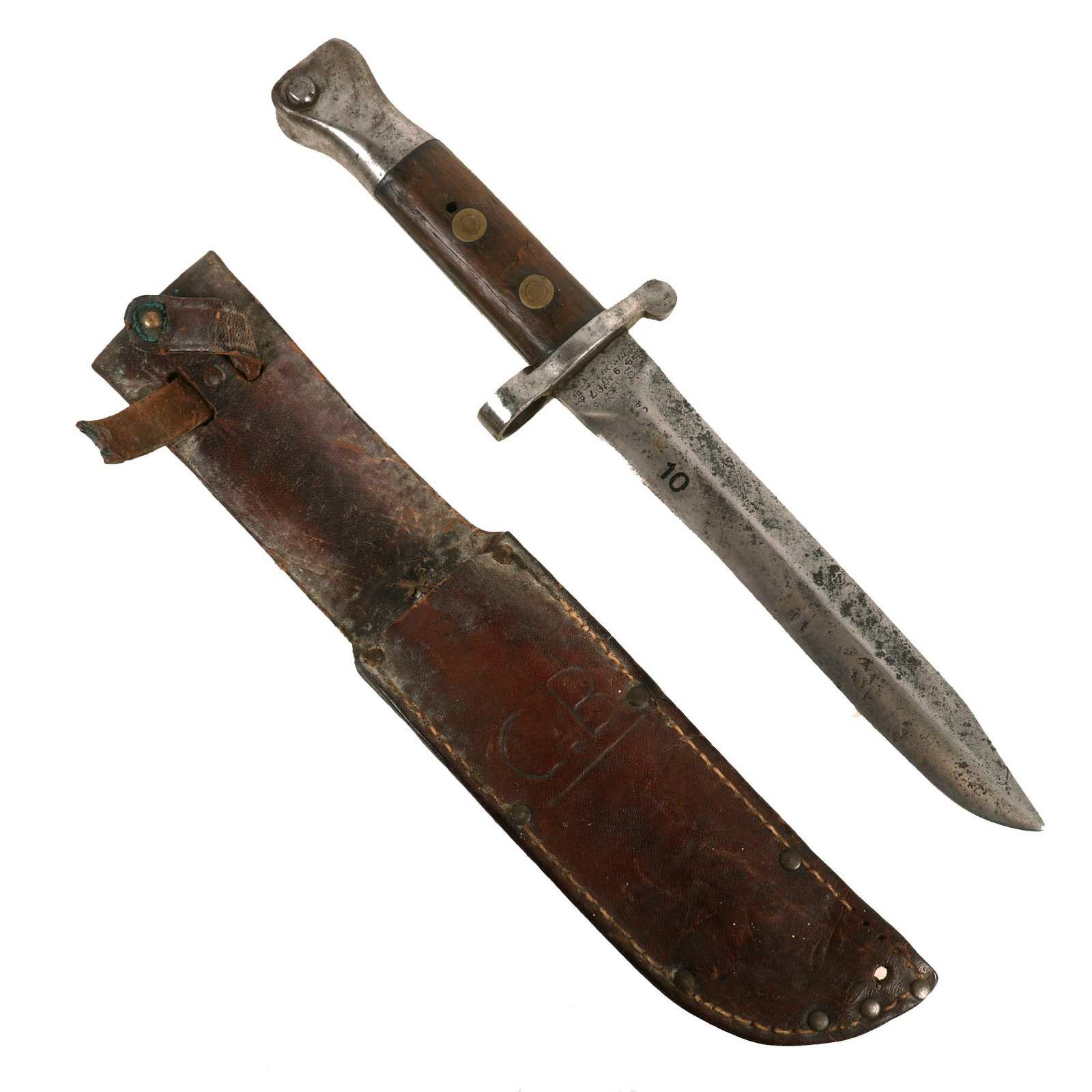 Buy Original British WWII 1888 Mk.I Bayonet Converted to Fighting Knife with Leather Sheath - Dated 1907 | Original Firearms Antique For Sale