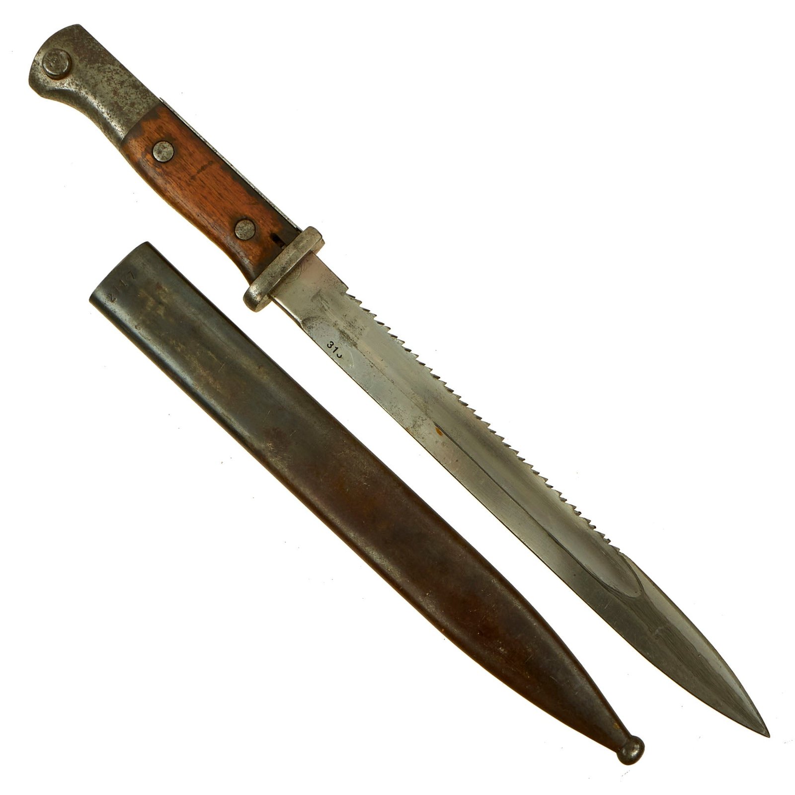 Buy Original German WWI Seitengewehr M1884/98 II Sawback Bayonet with Scabbard | Original Firearms Antique For Sale
