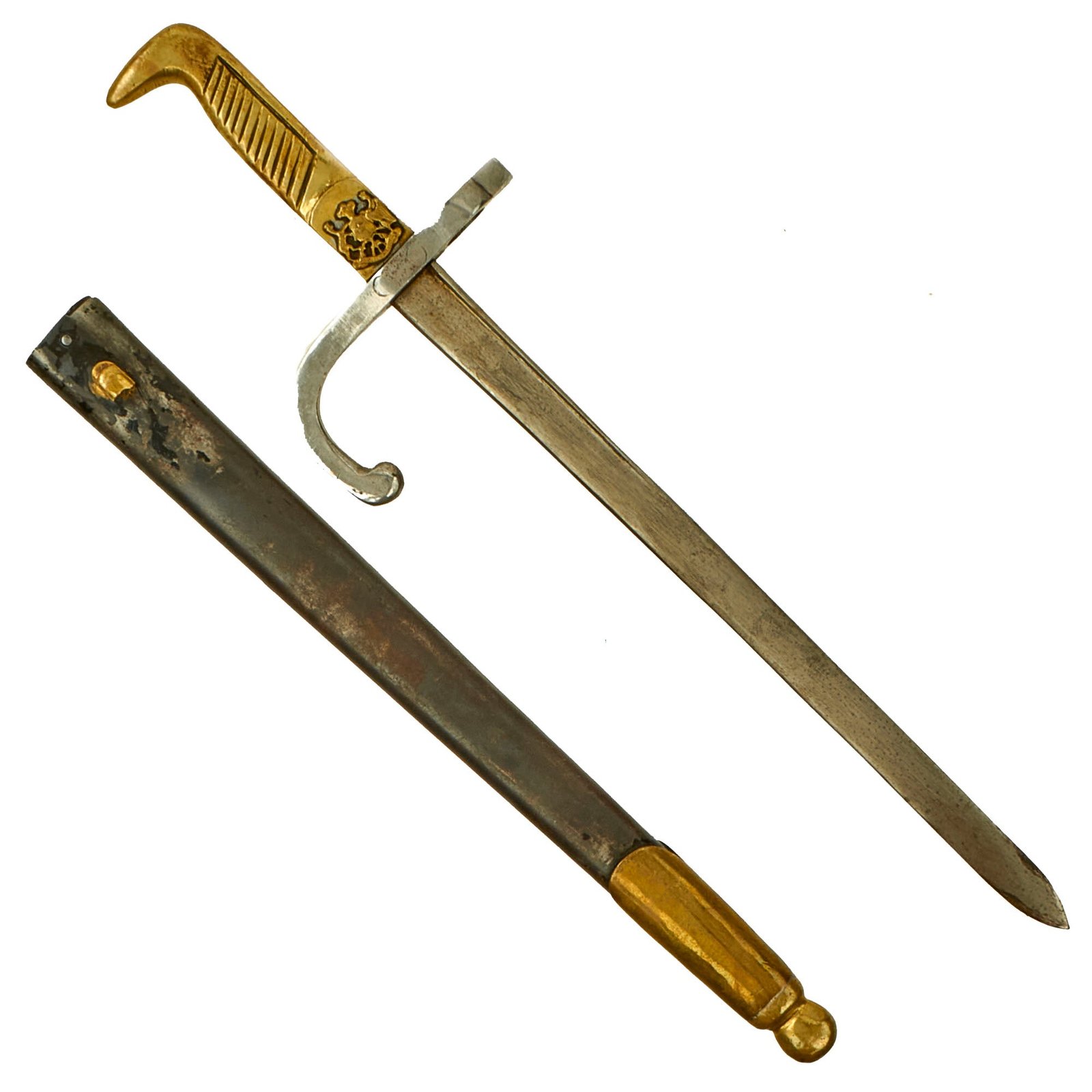 Buy Original Chile Pre-WWII Carabineros de Chile Mounted Police Yataghan 1908 Dress Bayonet With Scabbard | Original Firearms Antique For Sale