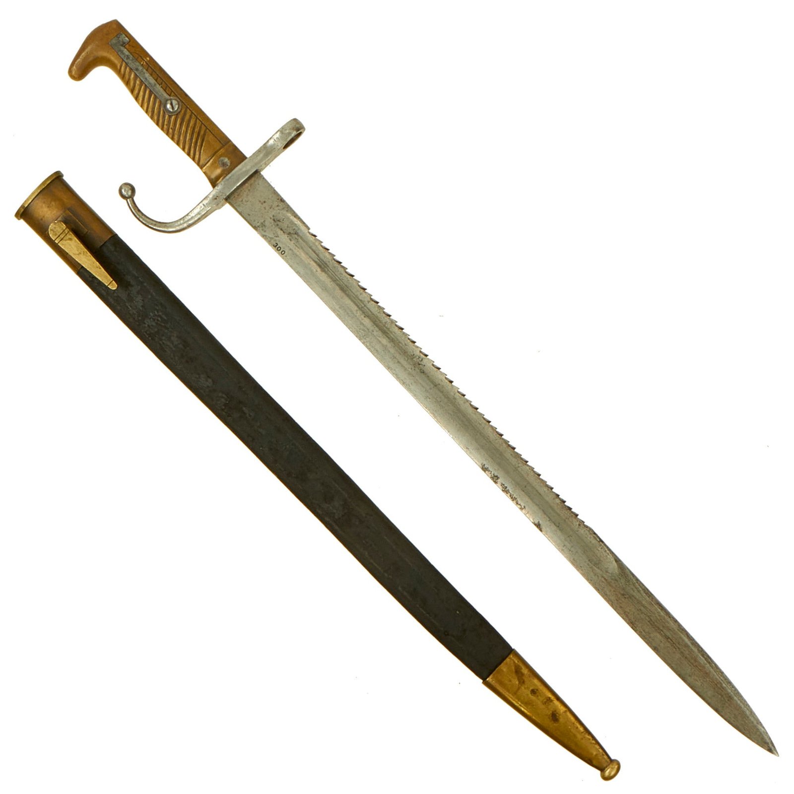 Buy Original German-made South African Boer Mauser M1871-Style Reversed Quillon Bayonet with Scabbard | Original Firearms Antique For Sale