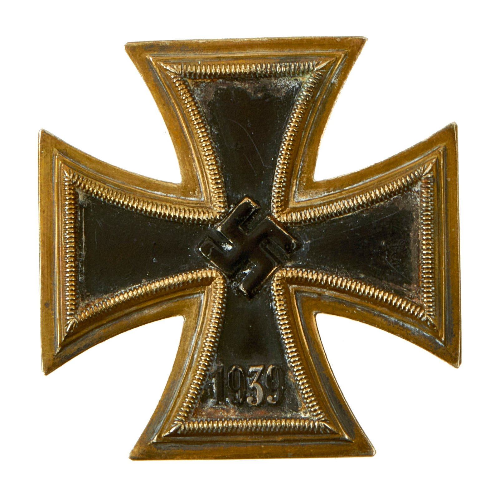 Buy Original German WWII Iron Cross First Class 1939 EKI with Vertical Pinback - Unmarked | Original Firearms Antique For Sale