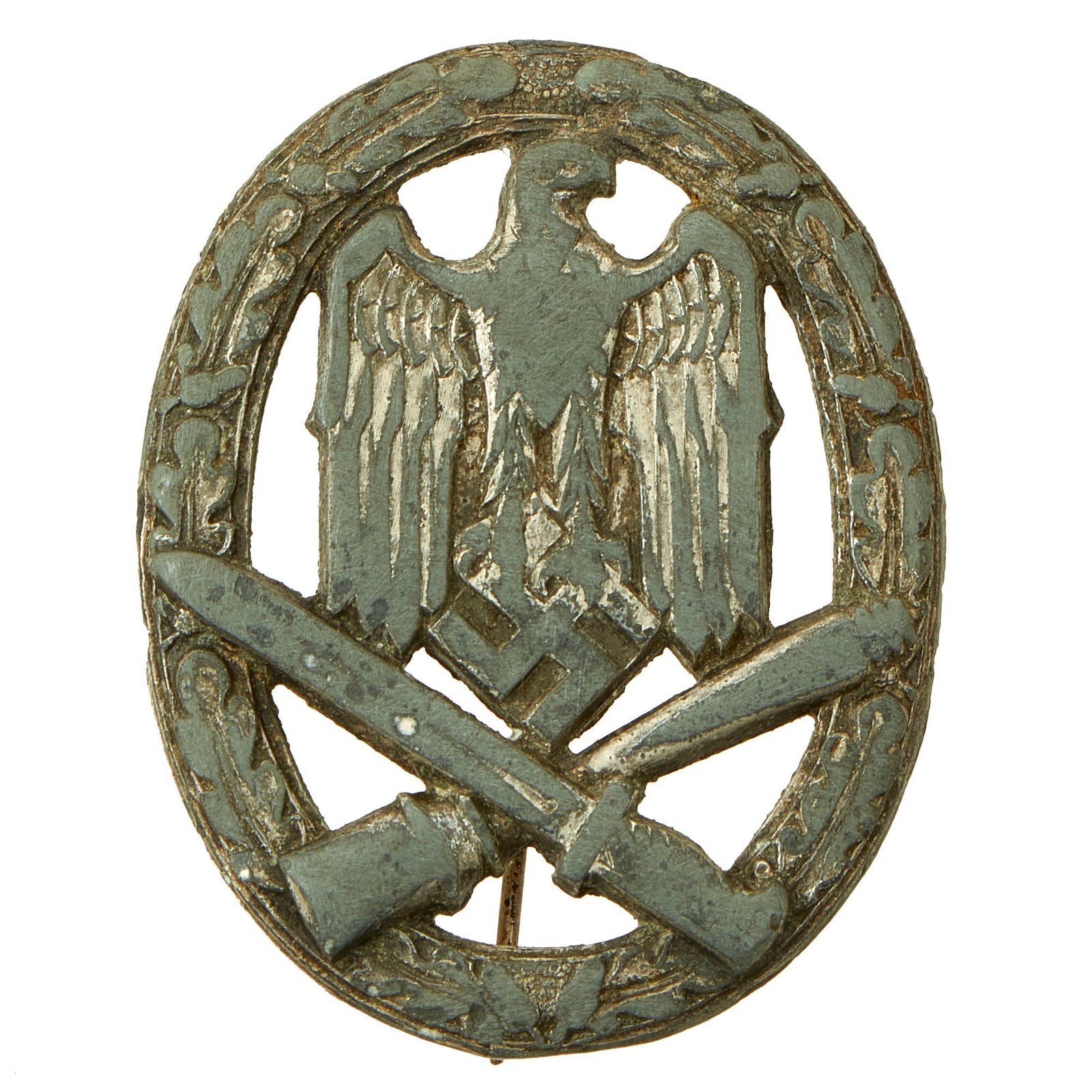 Buy Original German WWII Service Worn Silver Grade General Assault Badge | Original Firearms Antique For Sale