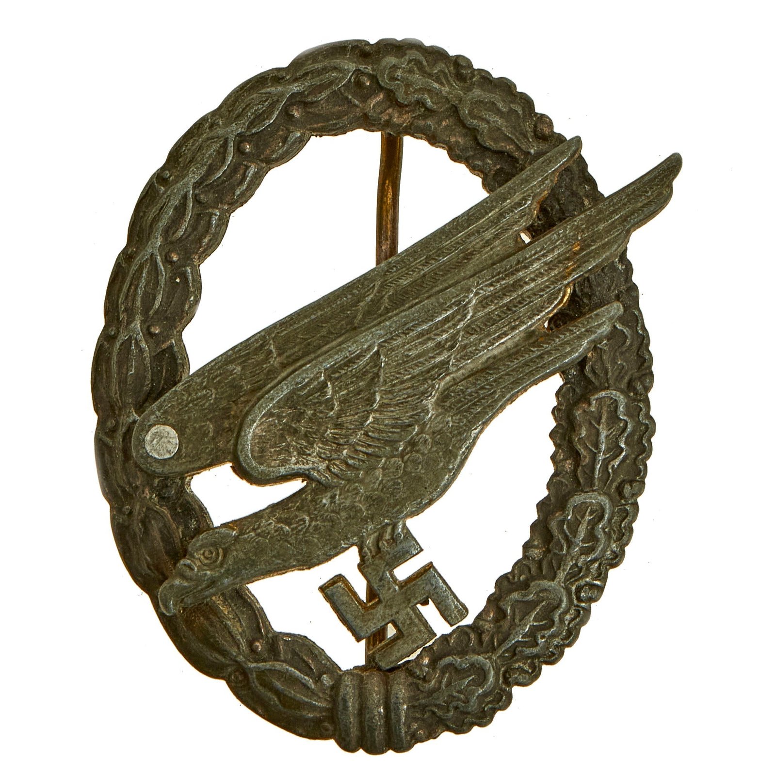 Buy Original German WWII Luftwaffe Paratrooper Fallschirmjäger Badge by F. W. Assmann & Söhne with Repairs - Parachutist Badge | Original Firearms Antique For Sale