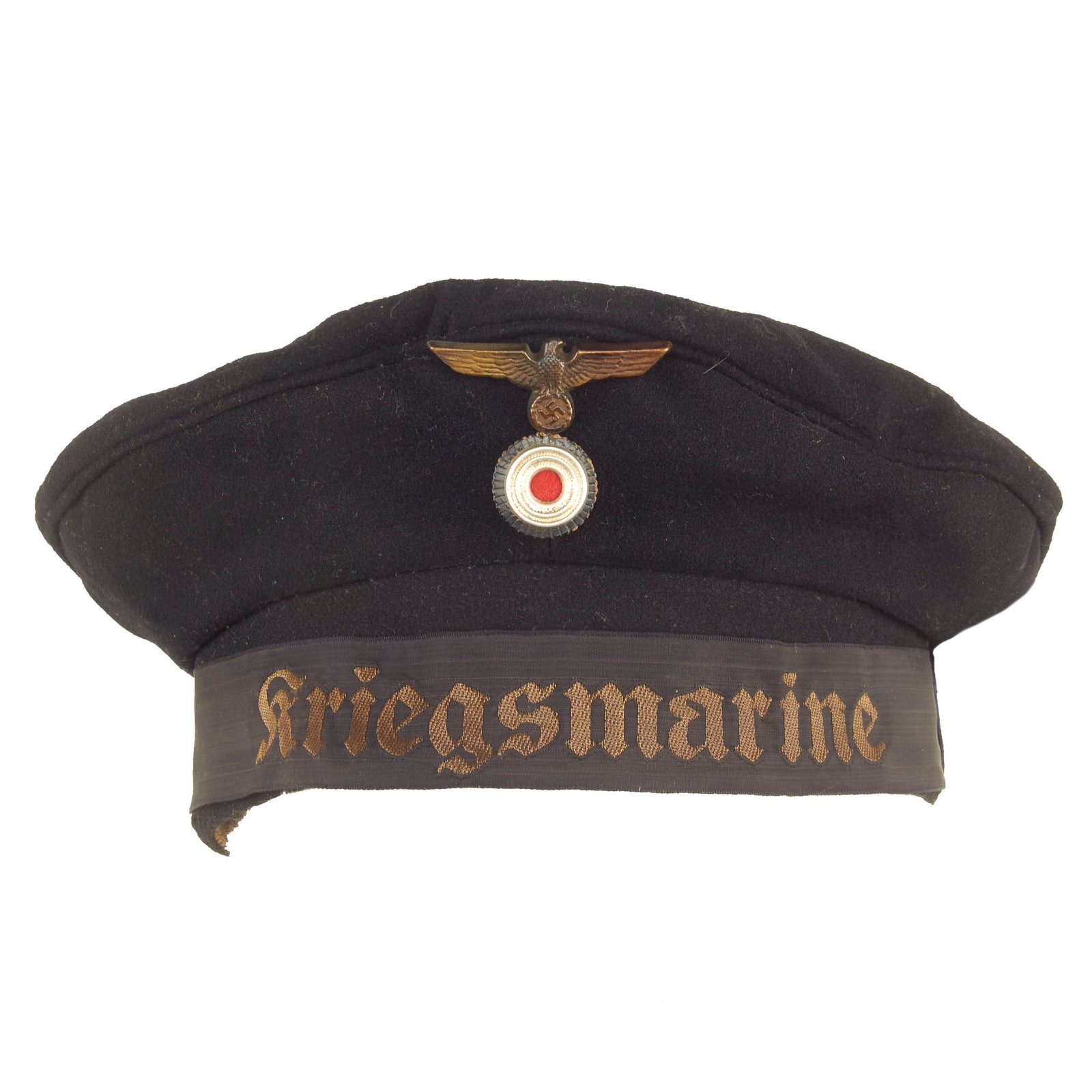 Buy Original German WWII Naval Kriegsmarine Navy Blue Tellermütze "Donald Duck" Cap with White Cover | Original Firearms Antique For Sale