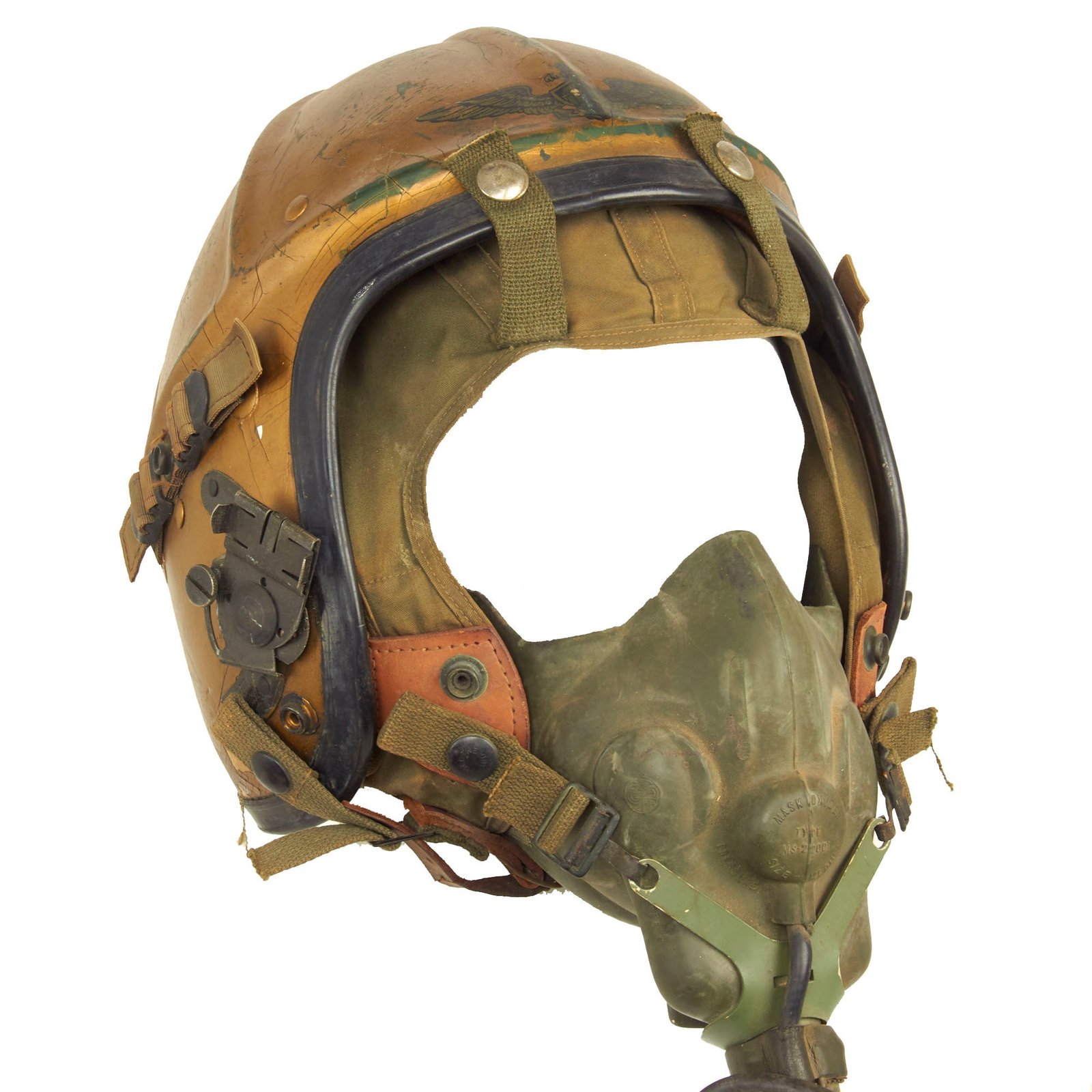 Buy Original U.S. 1950s Navy USN Gentex H-4 Flying Helmet with Oxygen Mask and Internal Summer Flight Helmet | Original Firearms Antique For Sale