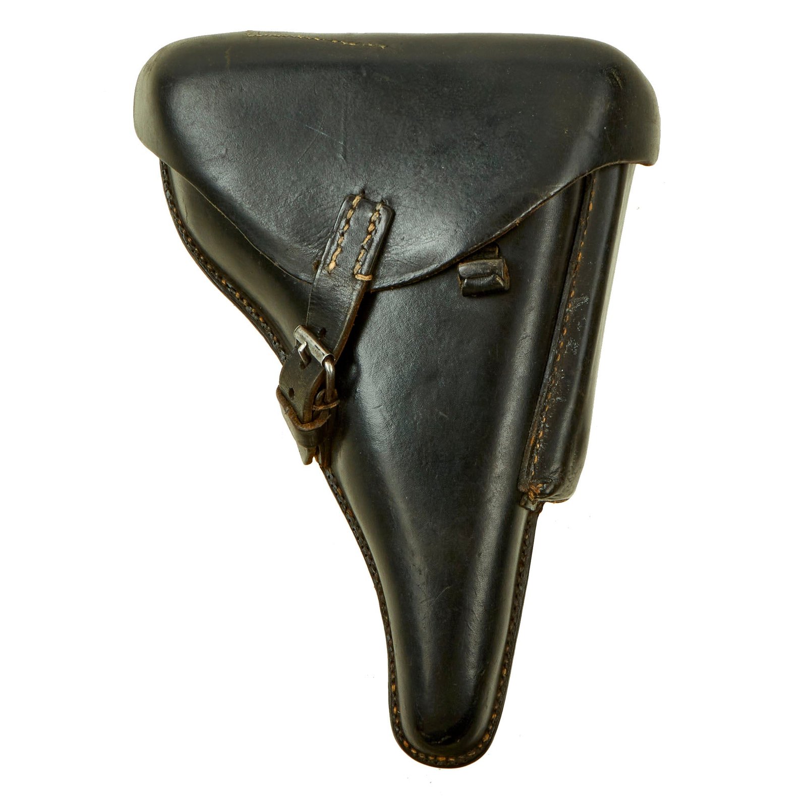 Buy Original German WWII P.08 Luger Pistol Black Leather Hardshell Holster by Henseler & Co. - Dated 1939 | Original Firearms Antique For Sale