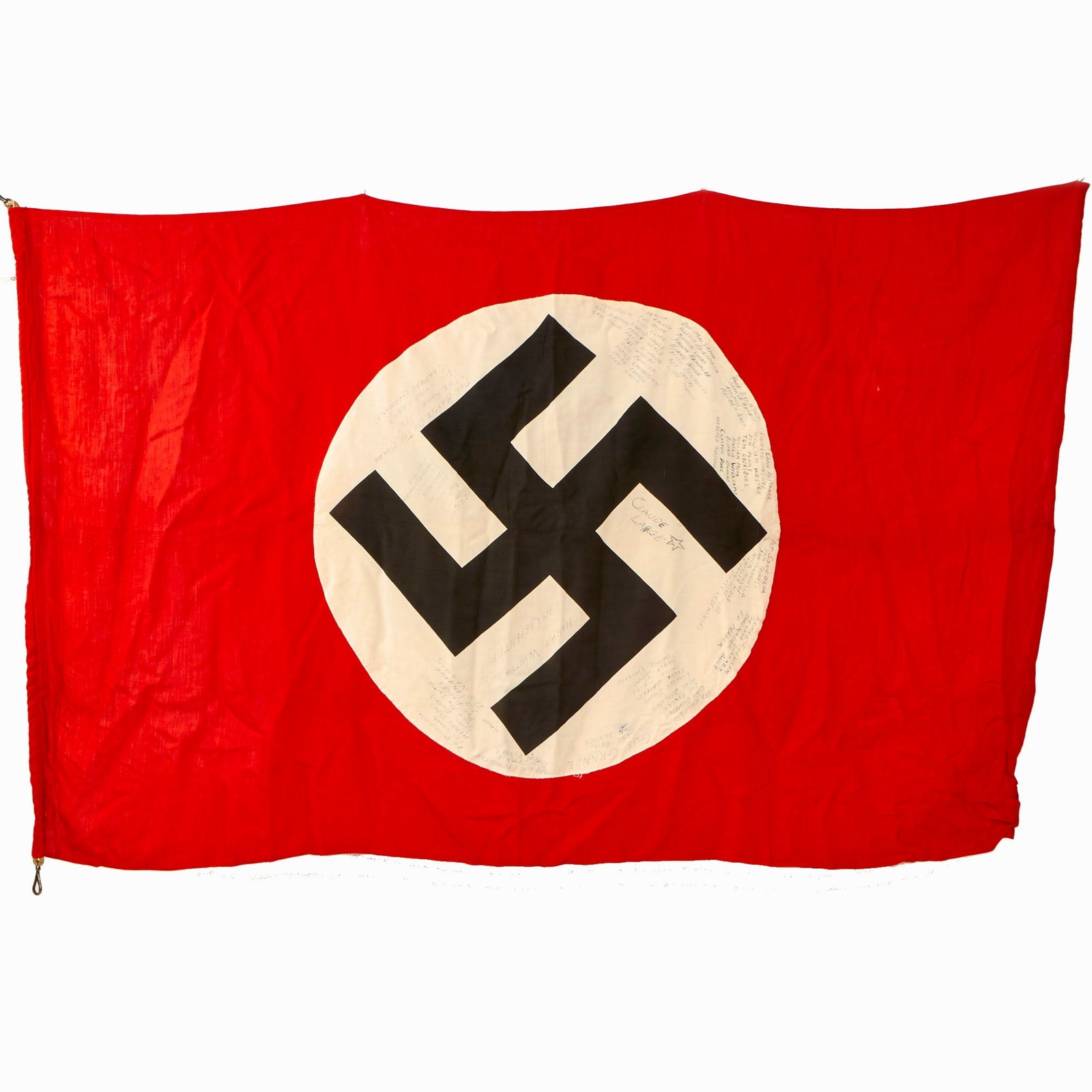 Buy Original German WWII Army Camp Flag Captured and Signed by Members of U.S. Army VII Corps - 39" x 69" | Original Firearms Antique For Sale