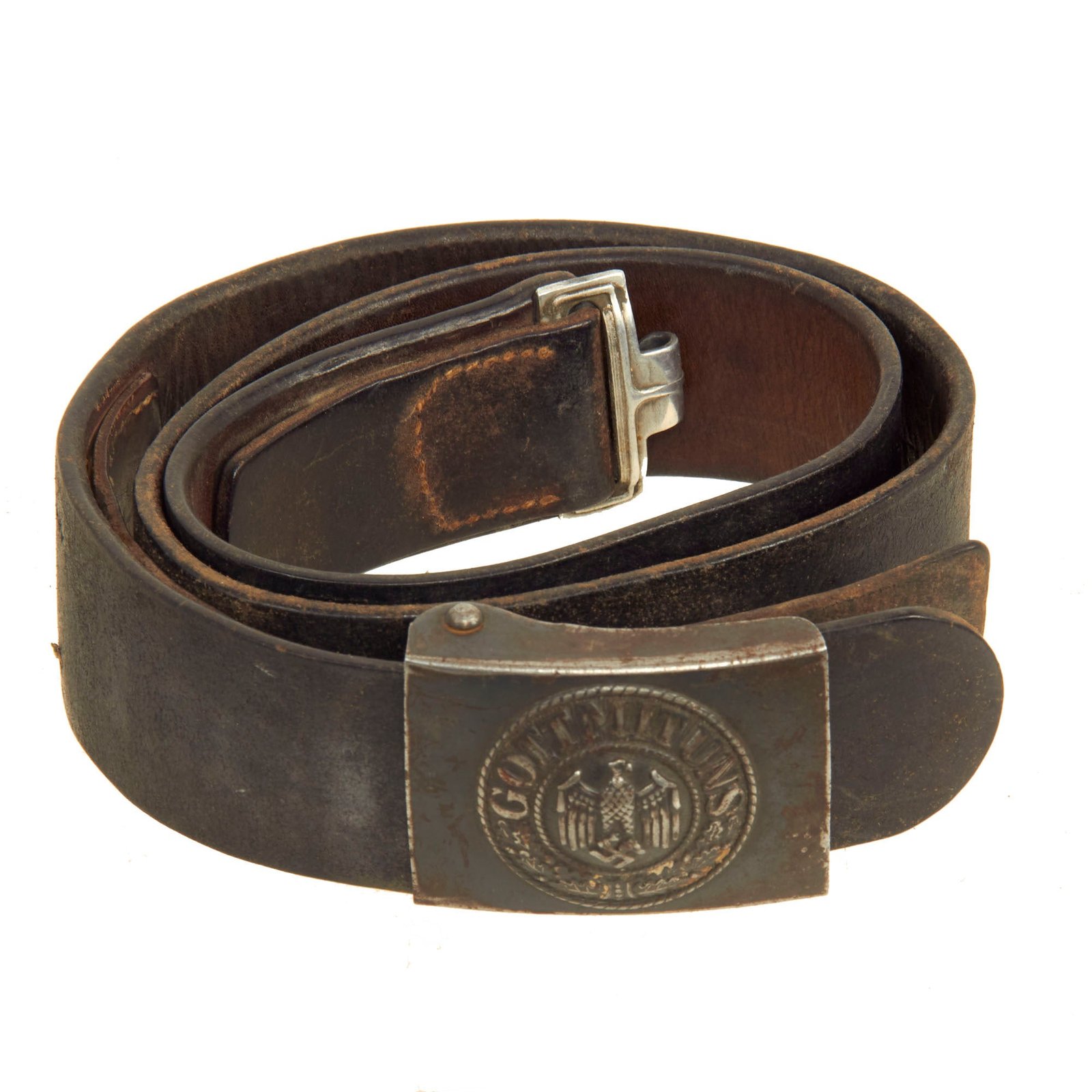 Buy Original German WWII Kriegsmarine Coastal Artillery EM/NCO Leather Belt with Steel Buckle | Original Firearms Antique For Sale